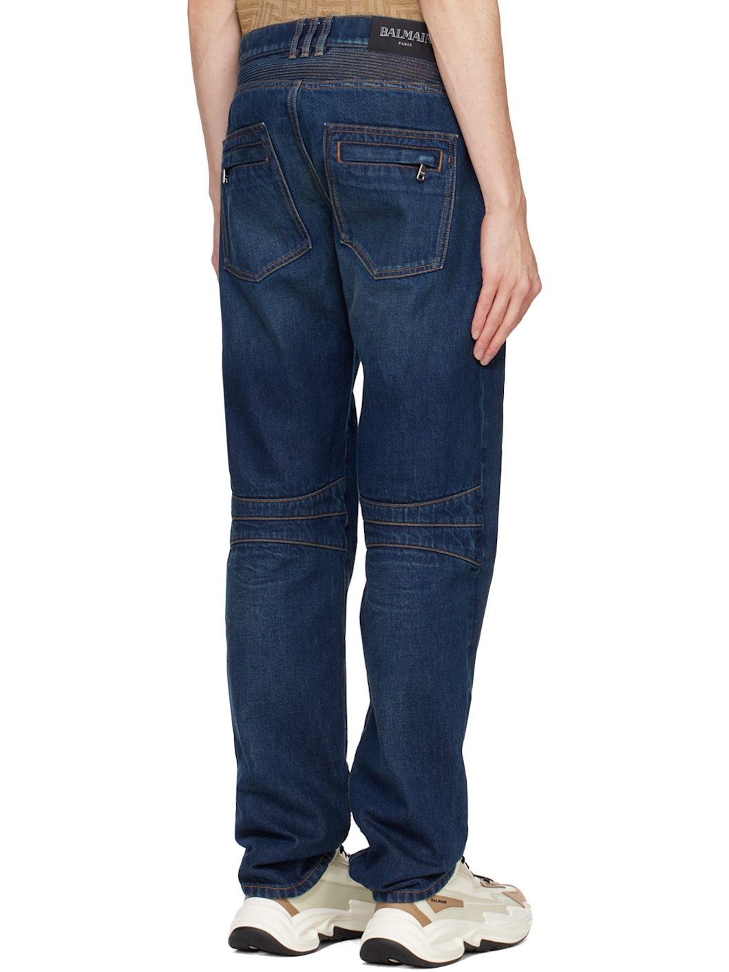 Navy Straight-Leg Biker Jeans - 3