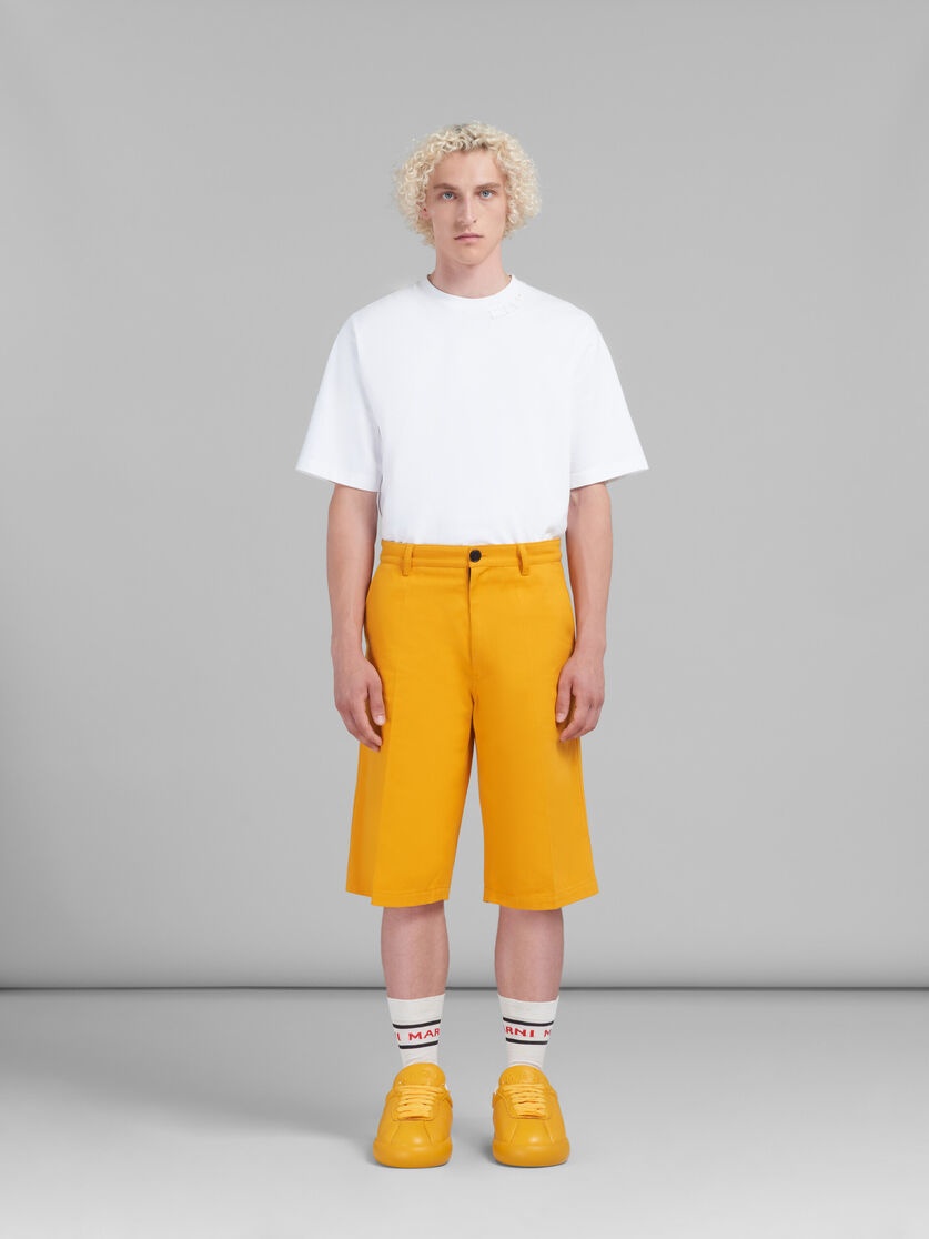 ORANGE GABARDINE BERMUDA SHORTS - 2