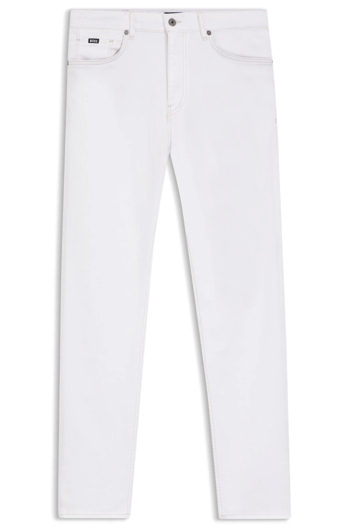 FIVE-POCKET JEANS IN WHITE STRETCH DENIM - 1
