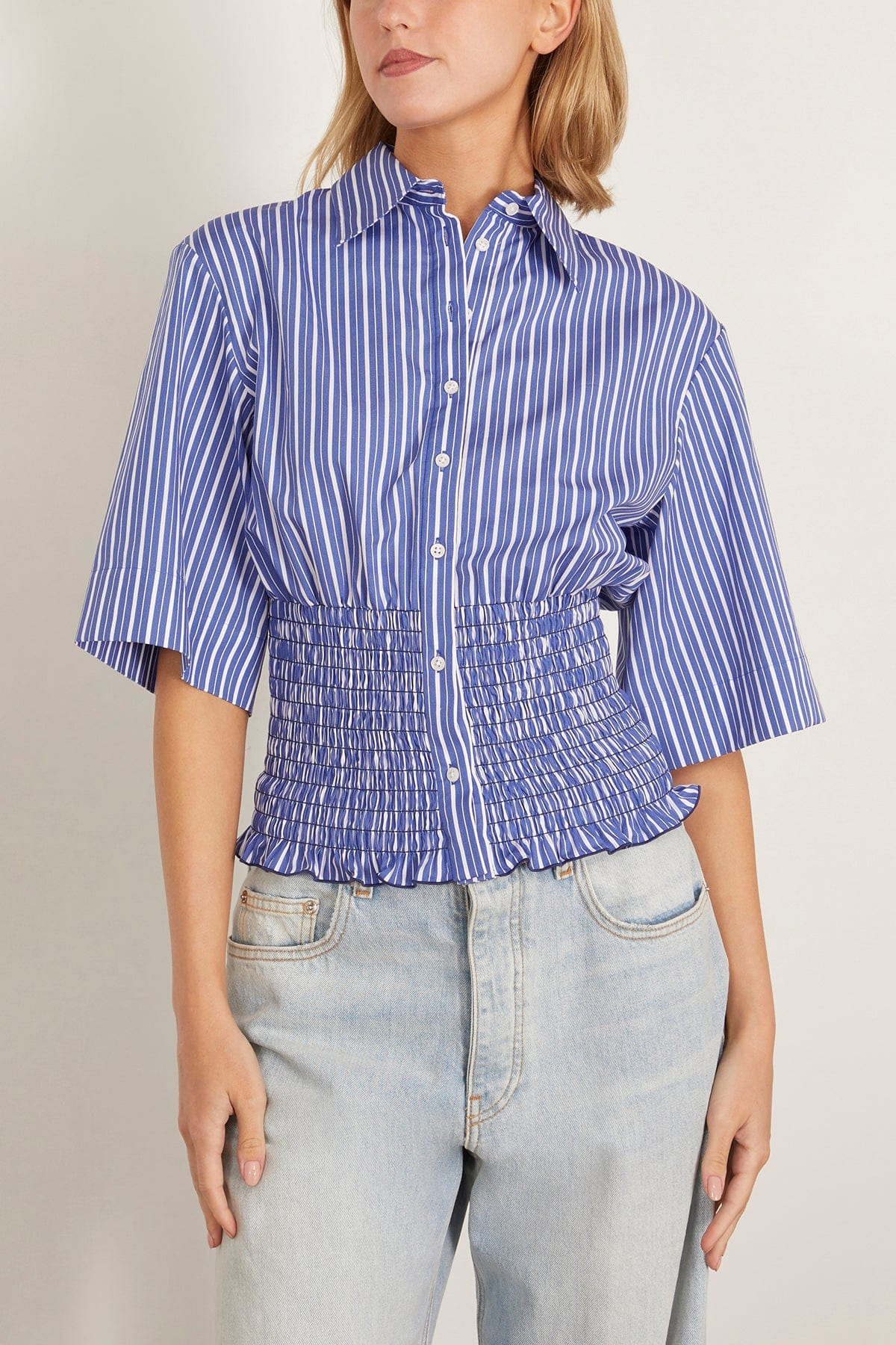 Harte Button Up Shirt in Navy Stripe - 3