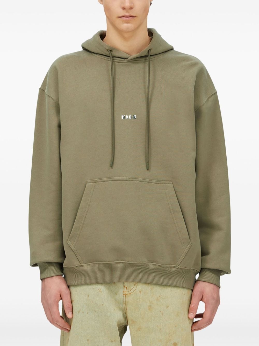 slogan-print drawstring hoodie - 3