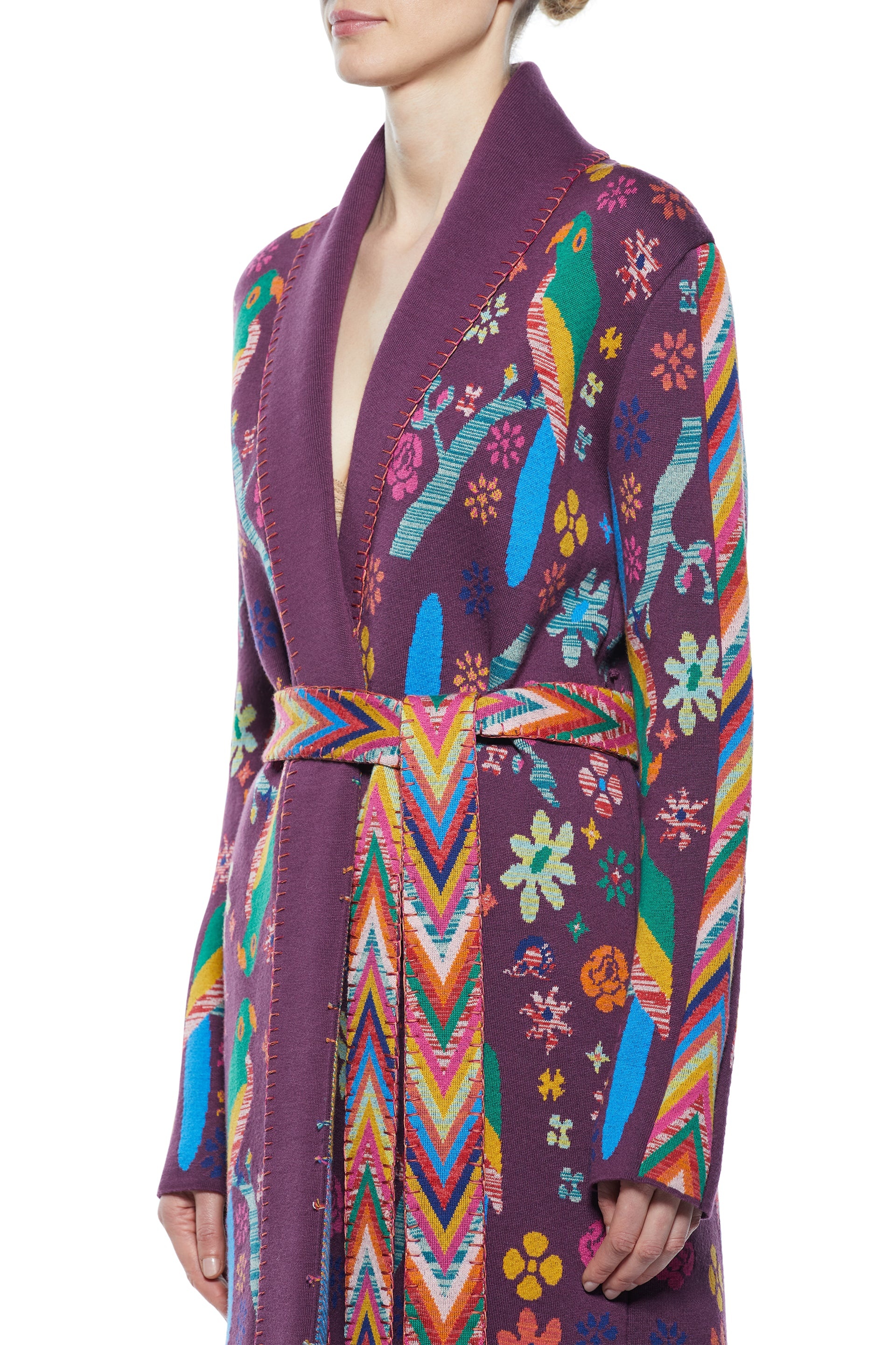 Margot Cardigan in Multi Stitch Wool - 4