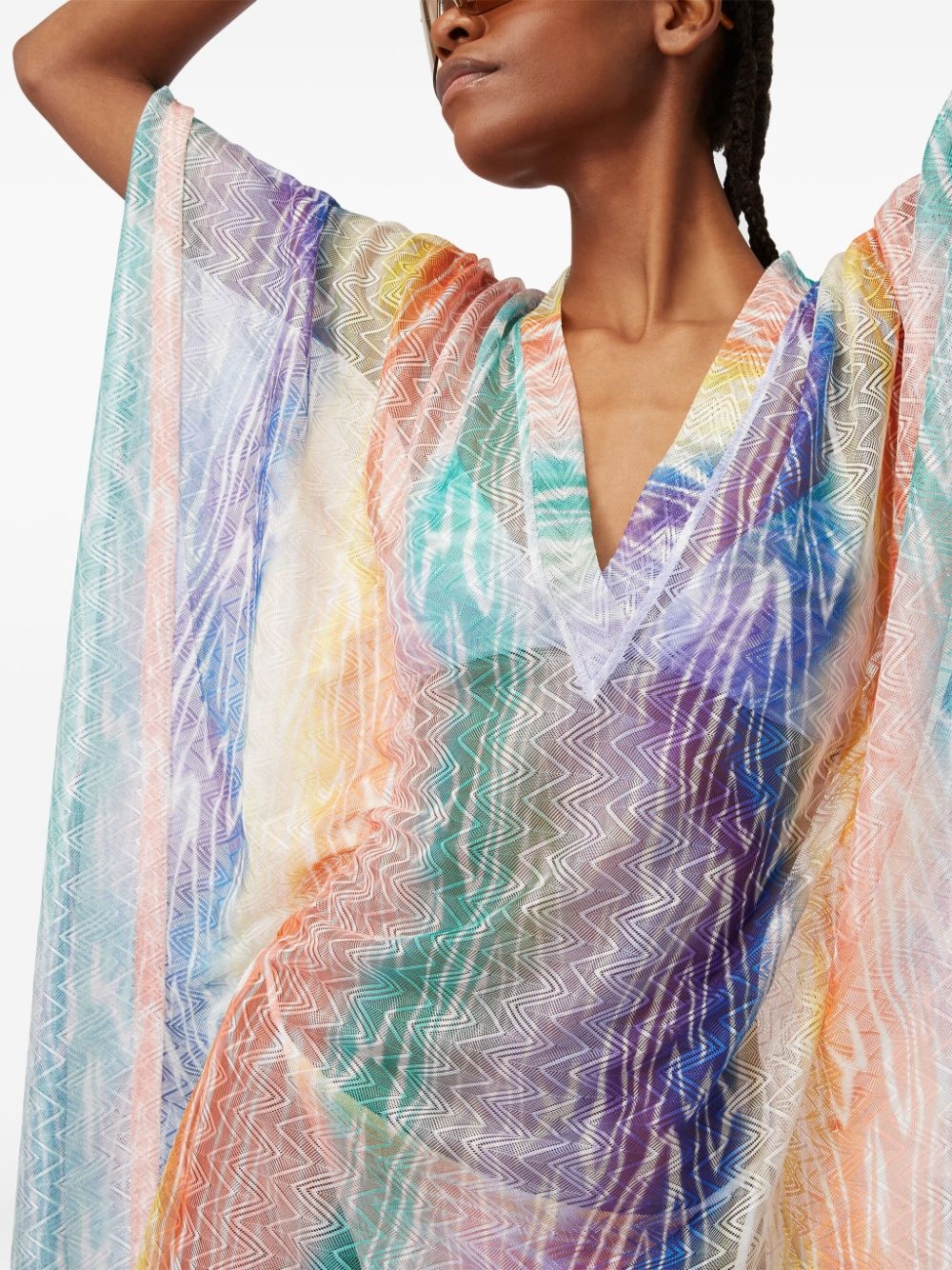 tie dye-print kaftan minidress - 5