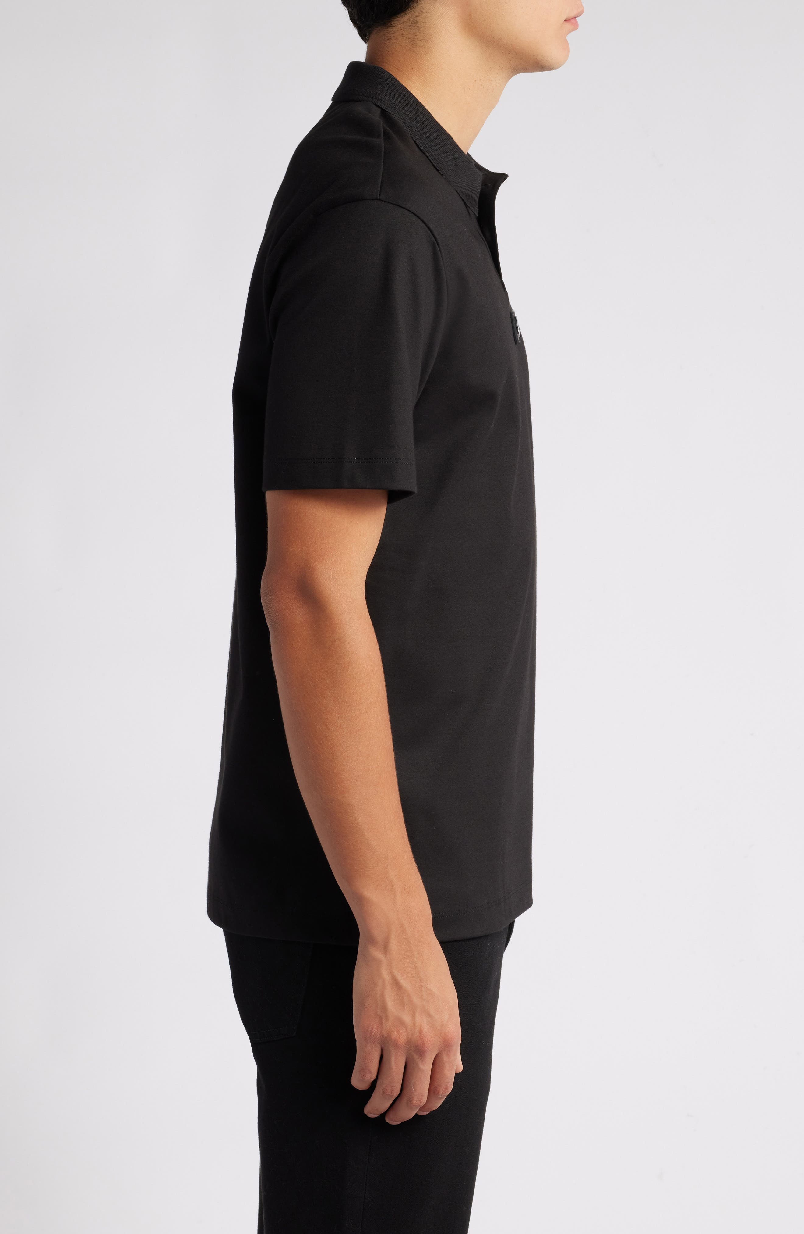 HUGO Deabono Solid Black Cotton Polo at Nordstrom - 3