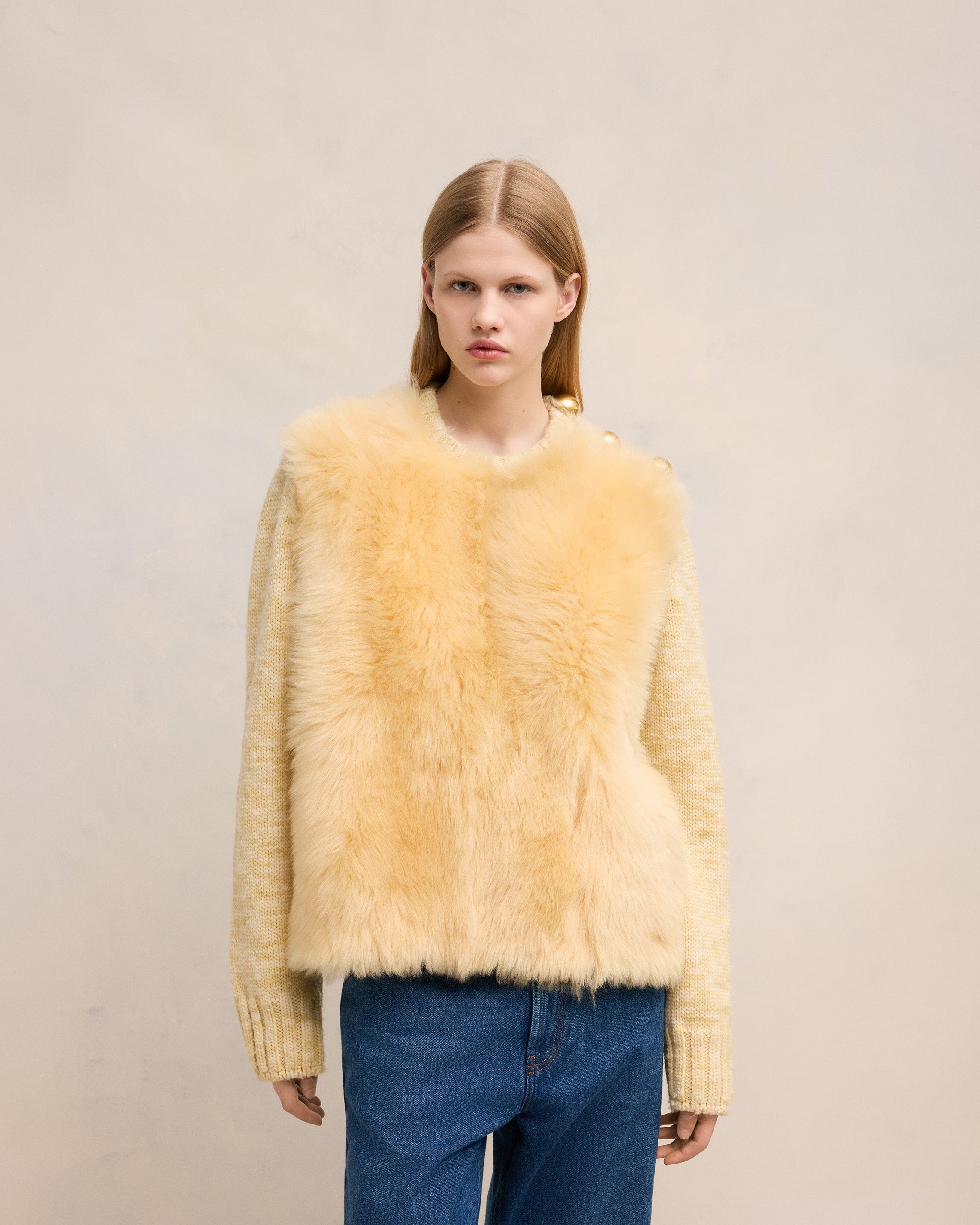 SHEARLING CREW NECK SWEATER - 3