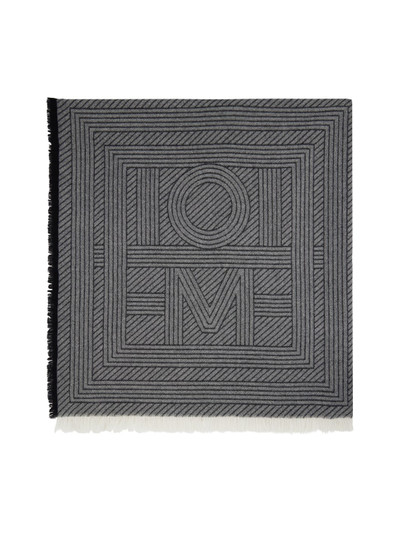 Totême Gray Striped Monogram Wool Scarf outlook