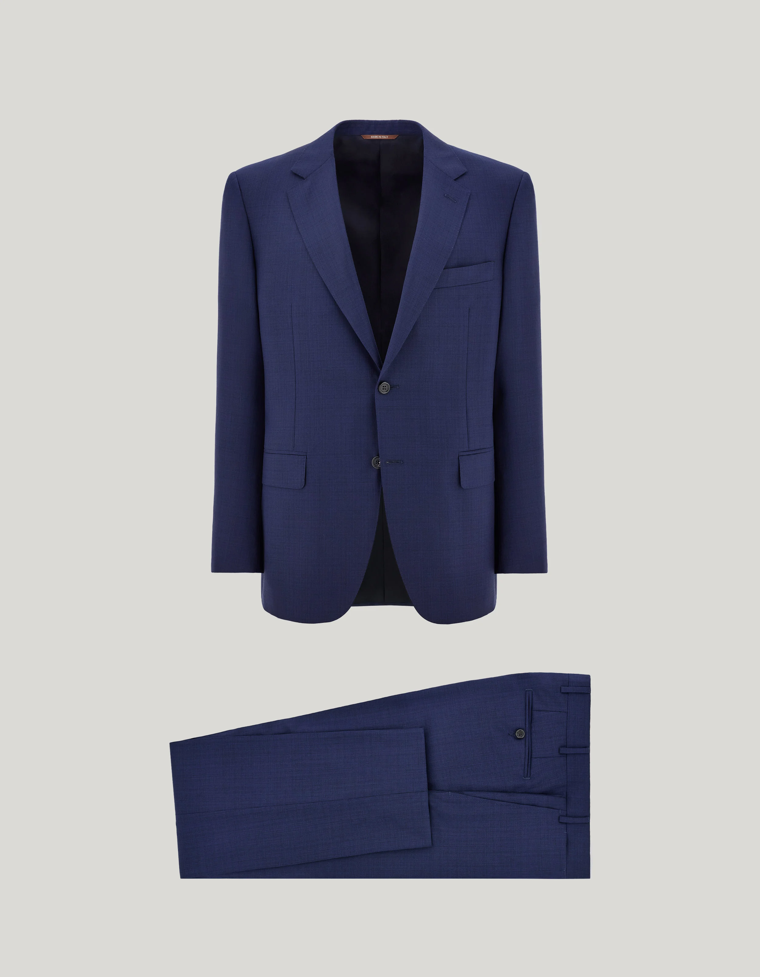 BLUE AND DARK BROWN NEAR-SOLID WOOL SUIT - 1