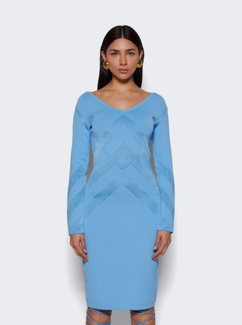 Orietta Long Sleeve Midi Dress Foxglove Blue - 3