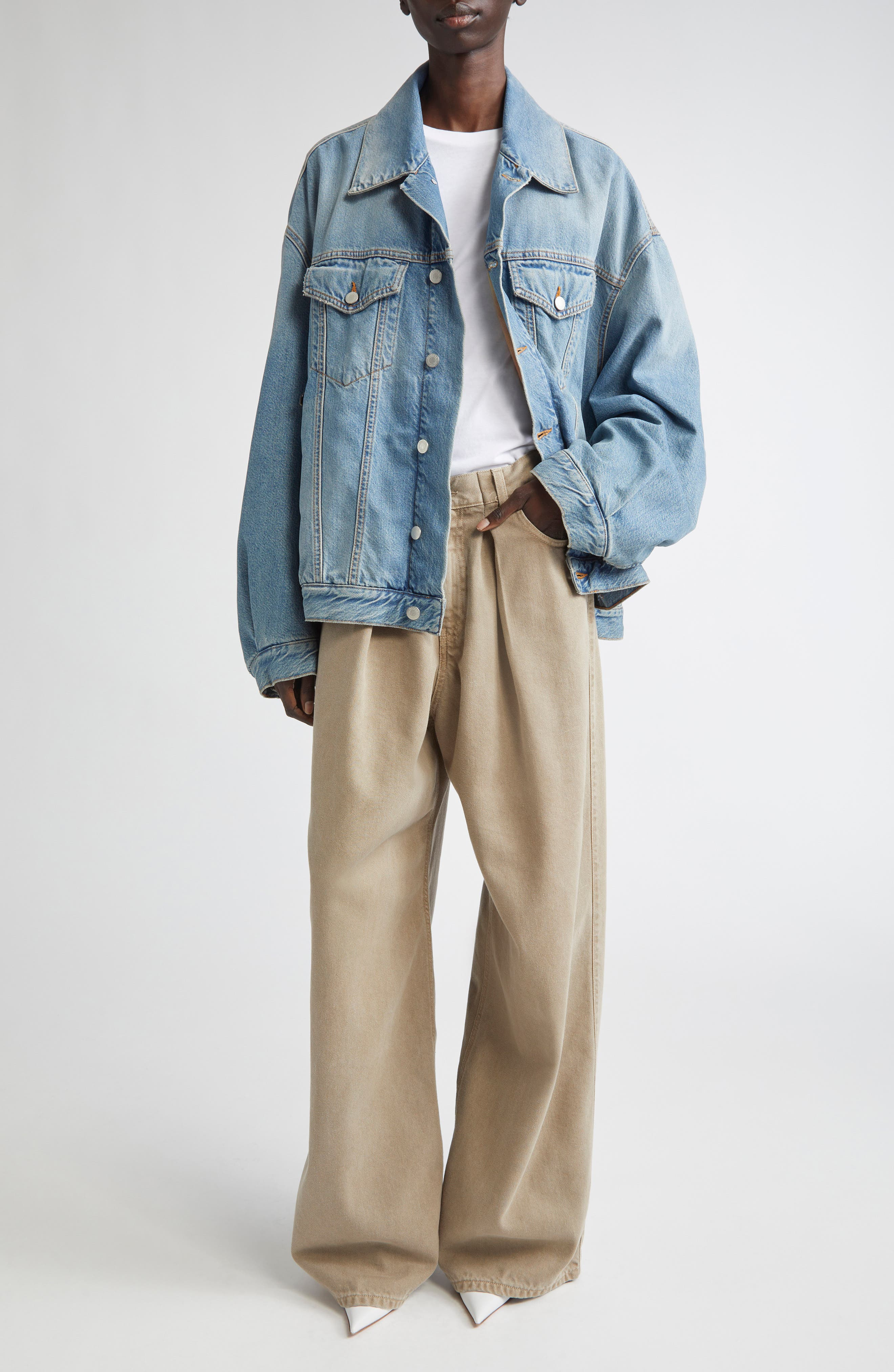 Haikure Candy Pleated Wide Leg Jeans in Ecru at Nordstrom - 2