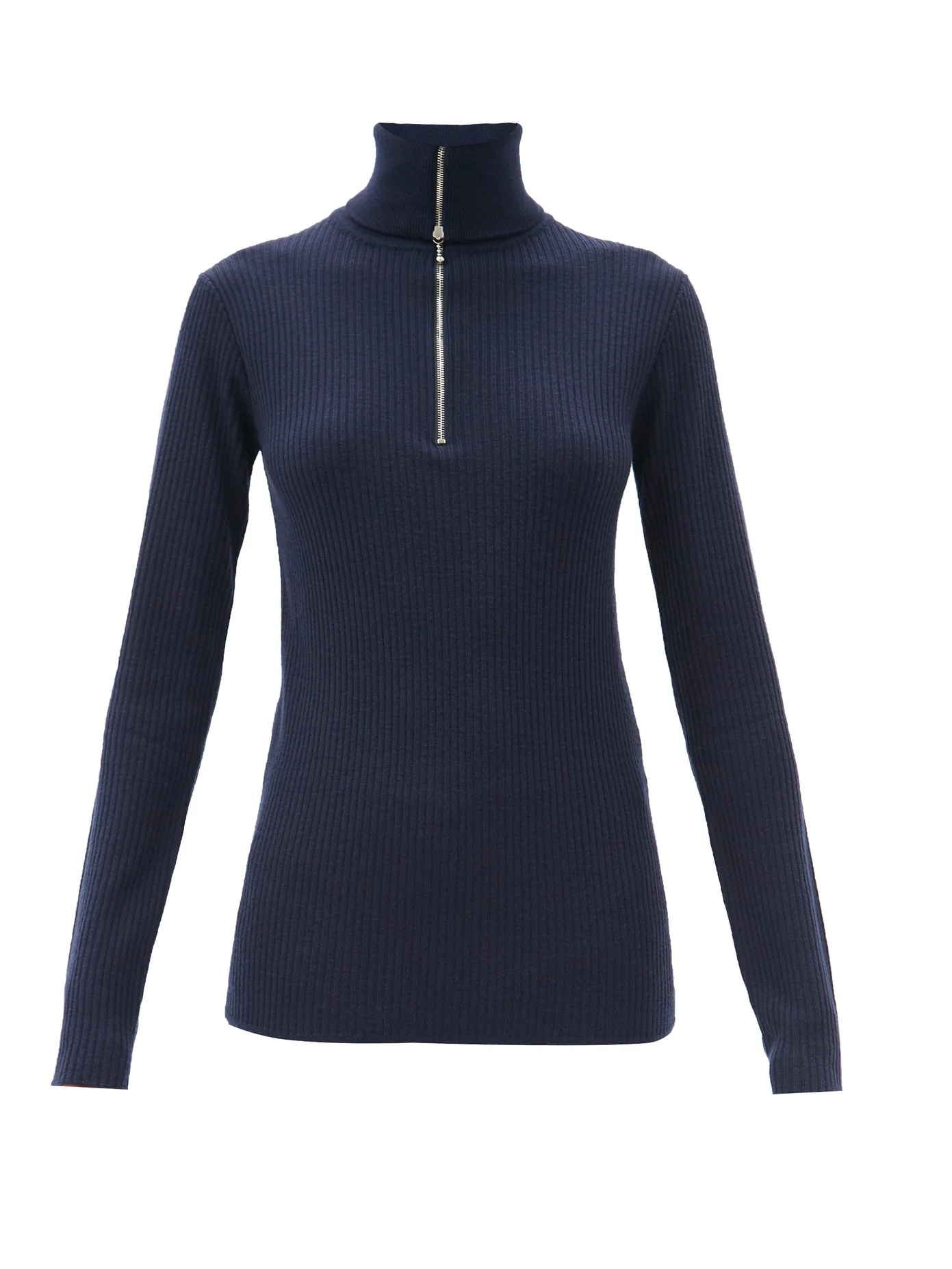 Half-zip ribbed wool sweater - 1