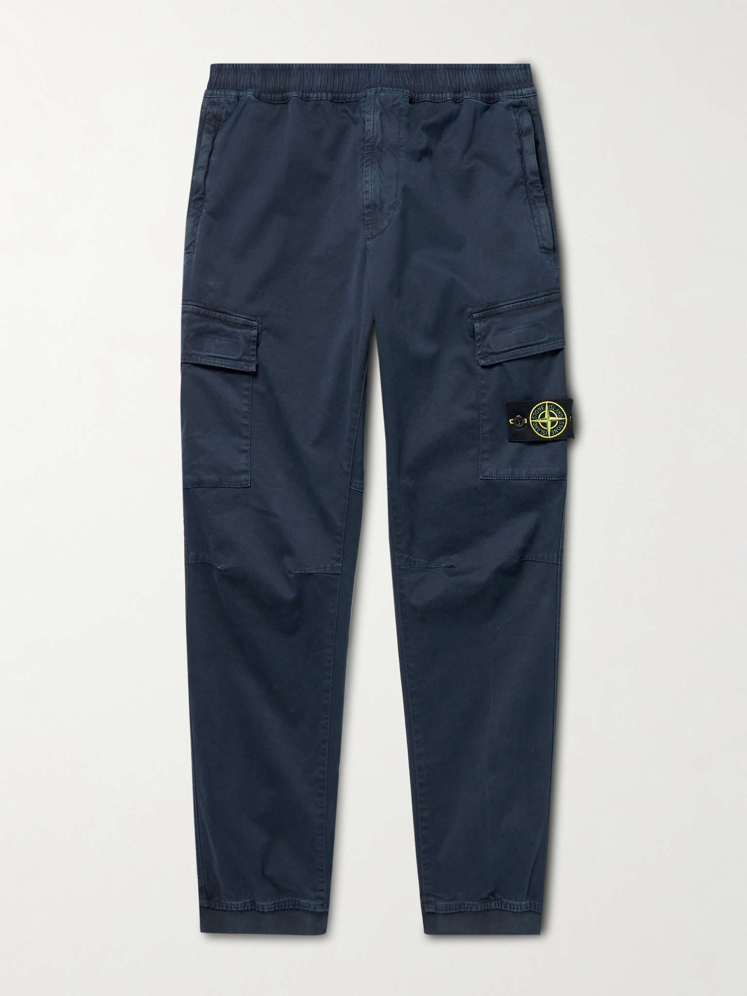 Tapered Logo-Appliquéd Garment-Dyed Cotton-Blend Cargo Trousers - 1