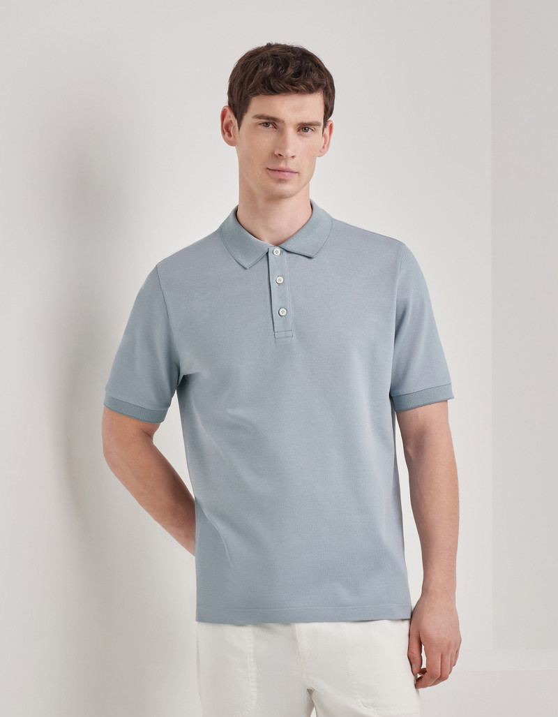 Canali BRIANZA GREEN COTTON PIQUÉ POLO SHIRT WITH CONTRASTING TRIM outlook