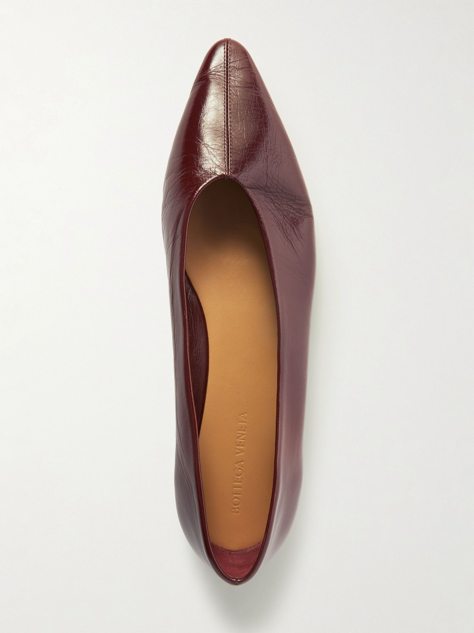 Sofia patent-leather point-toe ballet flats Burgundy - 5