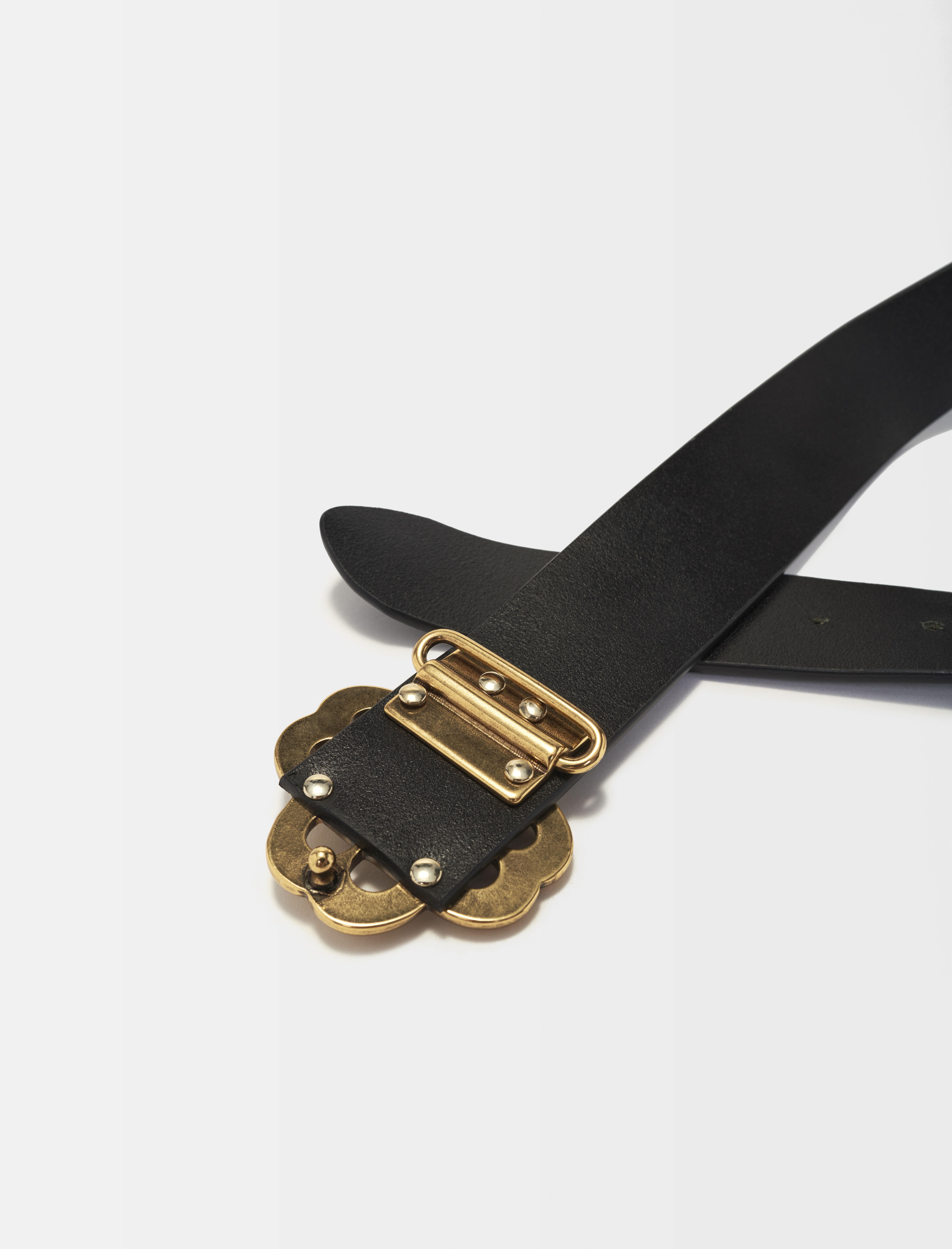 Leather belt with Clover logo - 5