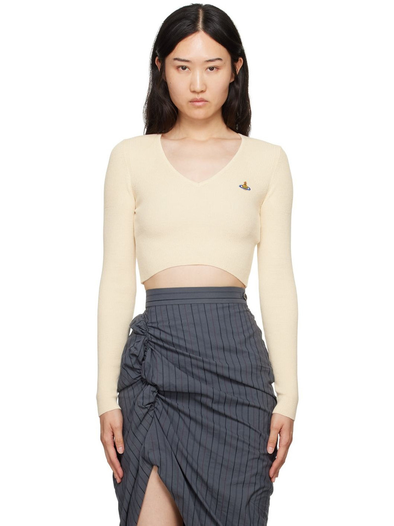 Off-White Bea Cropped V-Neck Sweater 1