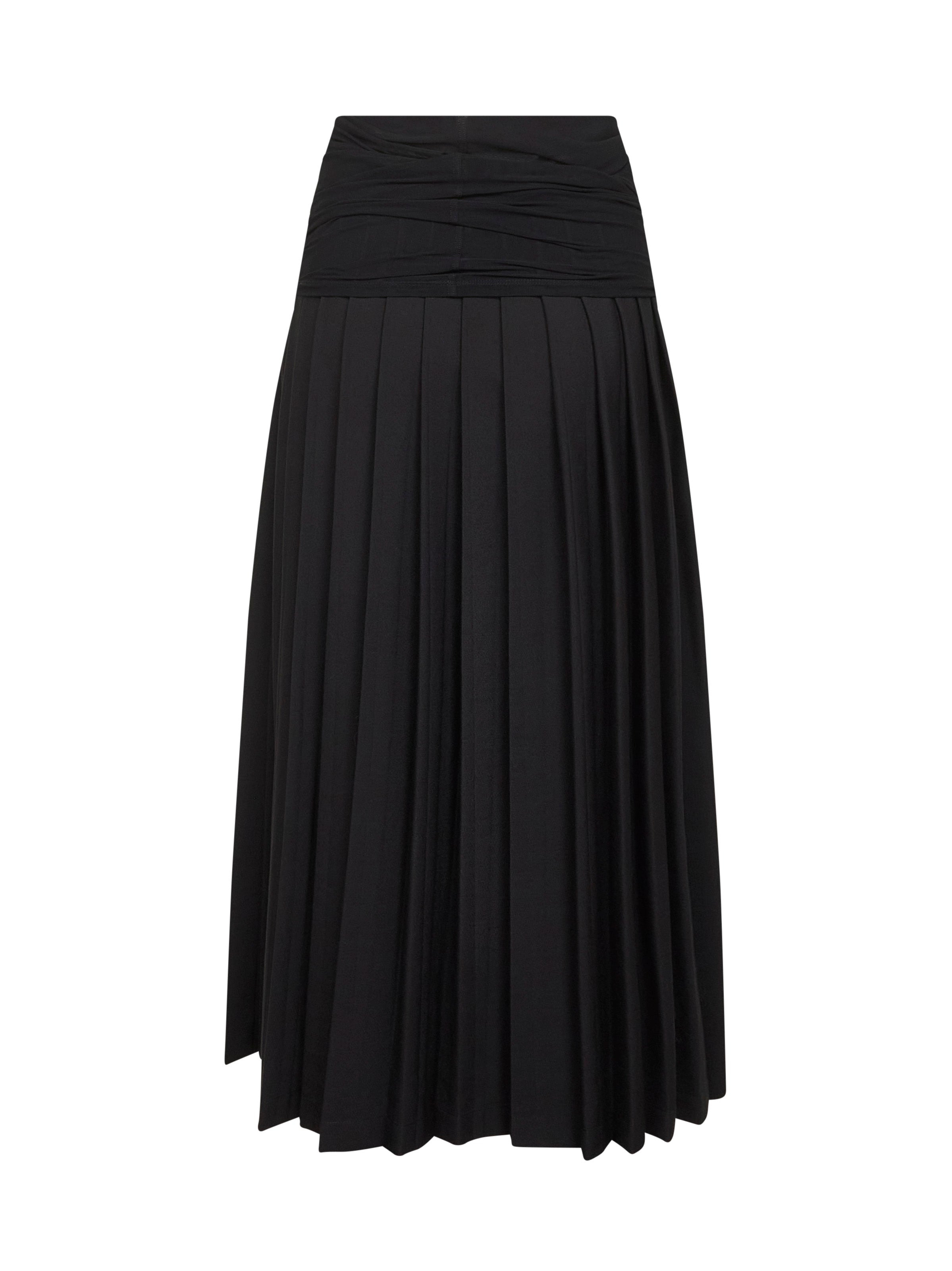 Black wool blend long pleated skirt - 2