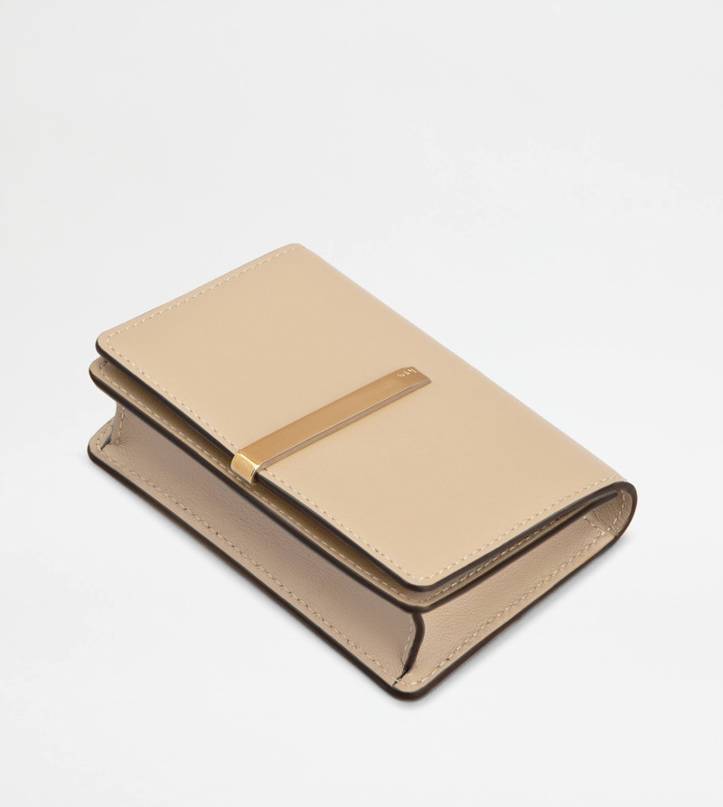 BUSINESS CARD HOLDER IN LEATHER - BEIGE 3