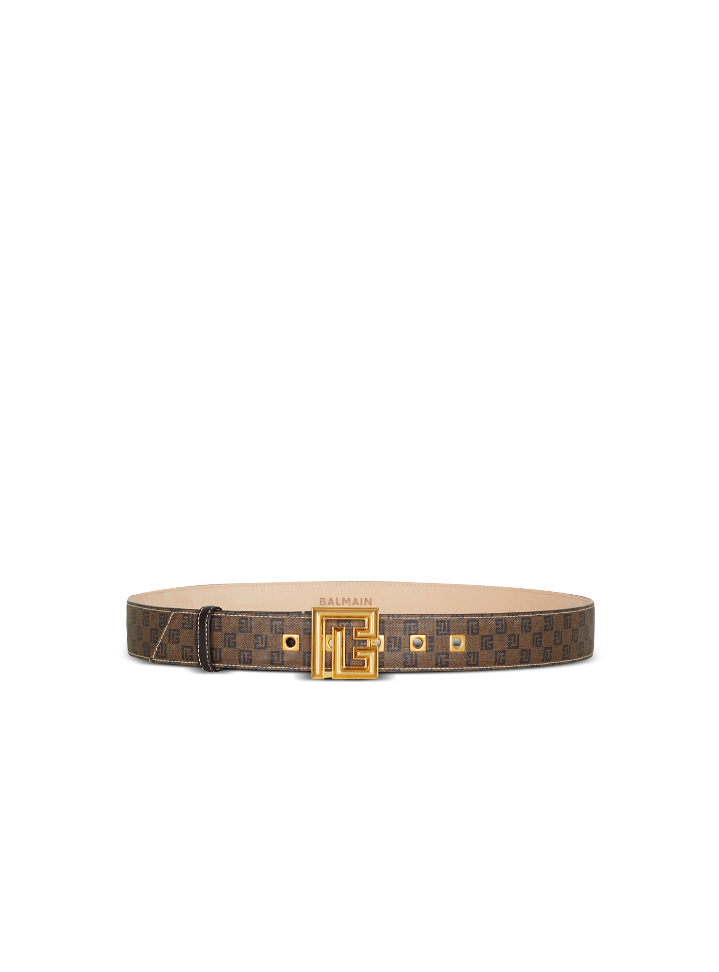 Mini monogrammed waxed canvas belt - 1