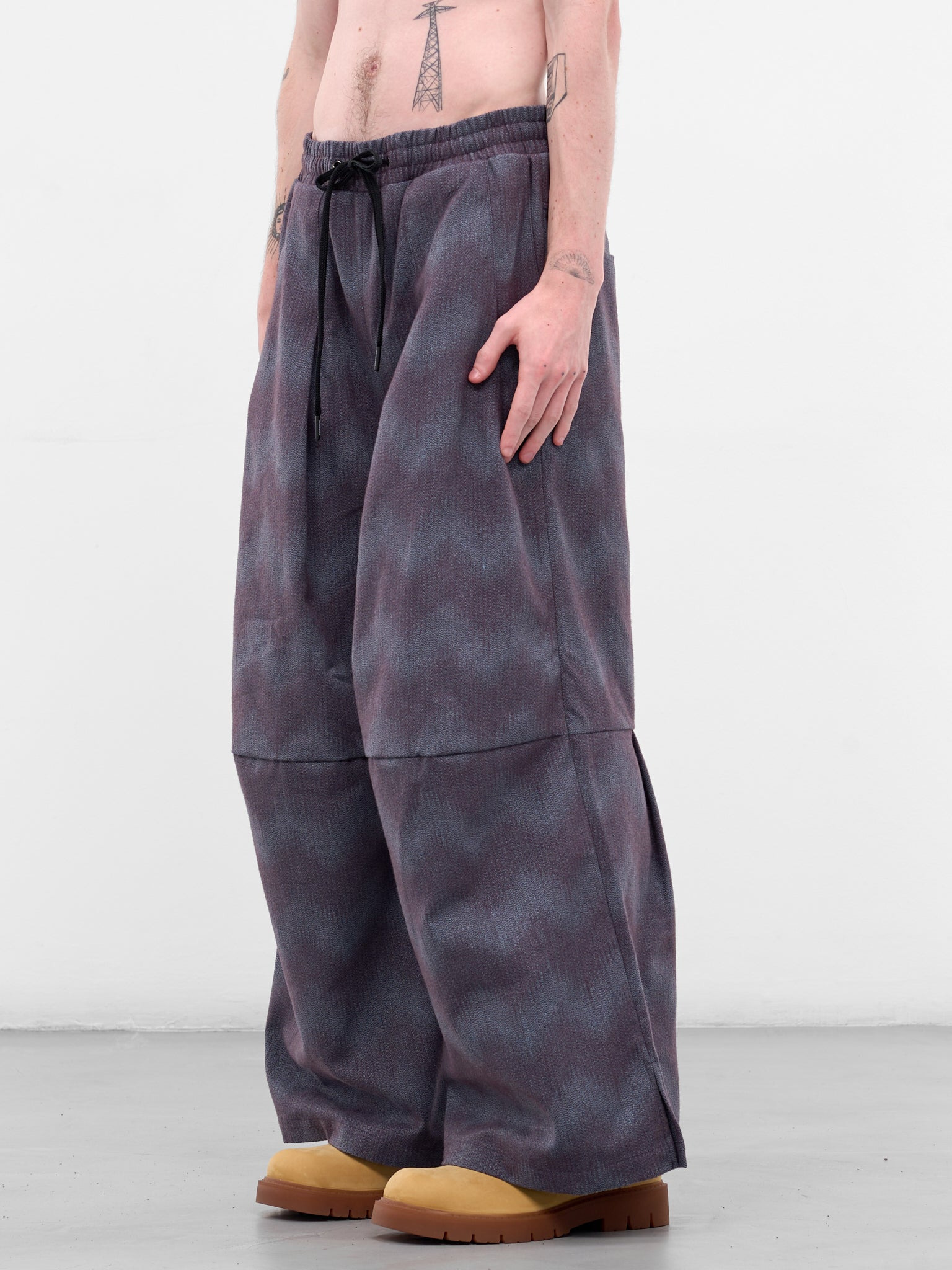 Brown Striped Baggy Sweatpants - 2