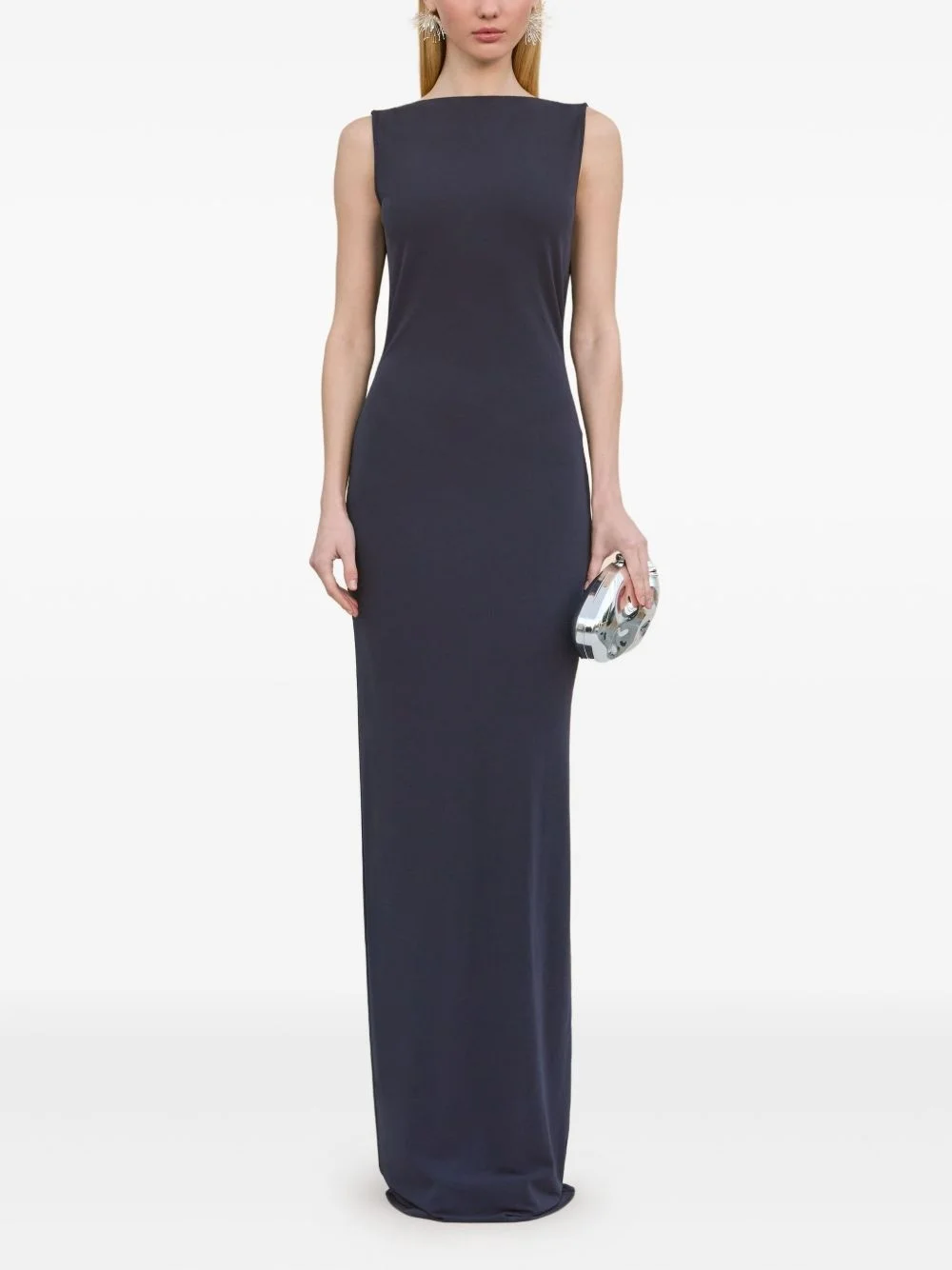 cowl-back sleeveless gown - 1