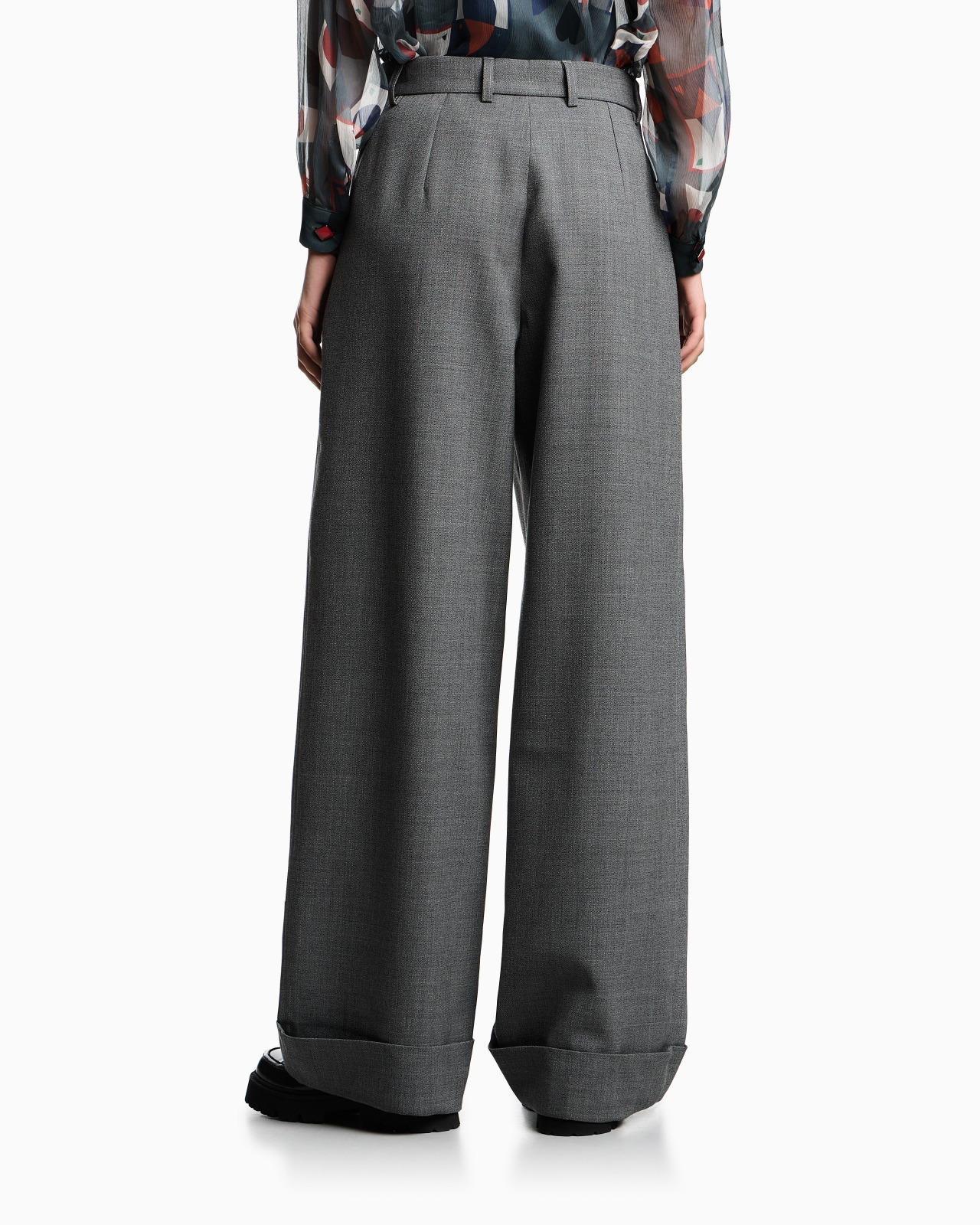 MOULINÉ WOOL CRÊPE TROUSERS WITH DARTS - 3
