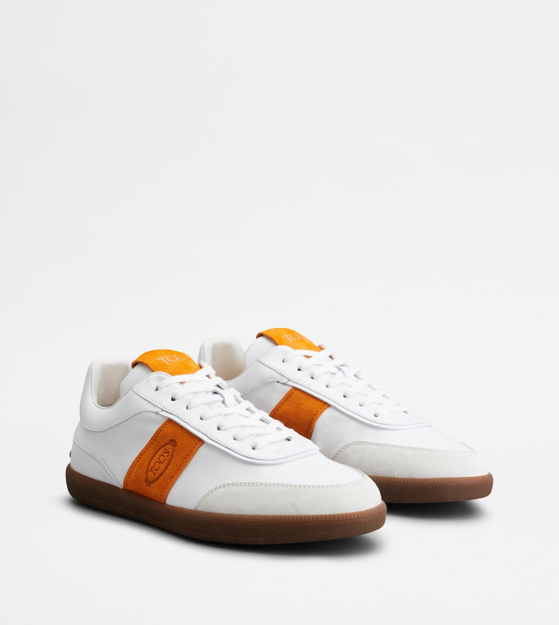TOD'S TABS SNEAKERS IN SUEDE - WHITE, ORANGE - 3
