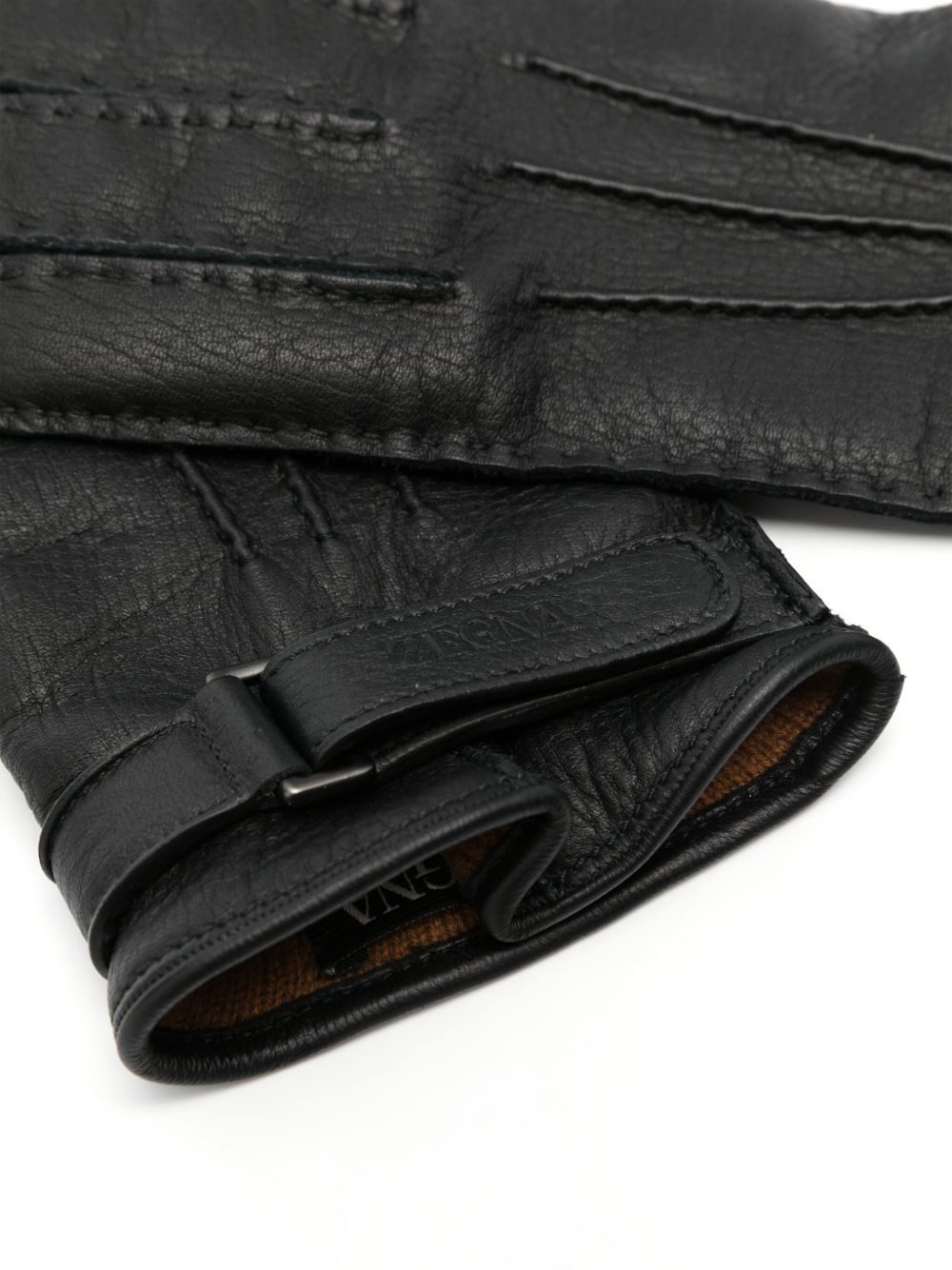 logo-debossed leather gloves - 2