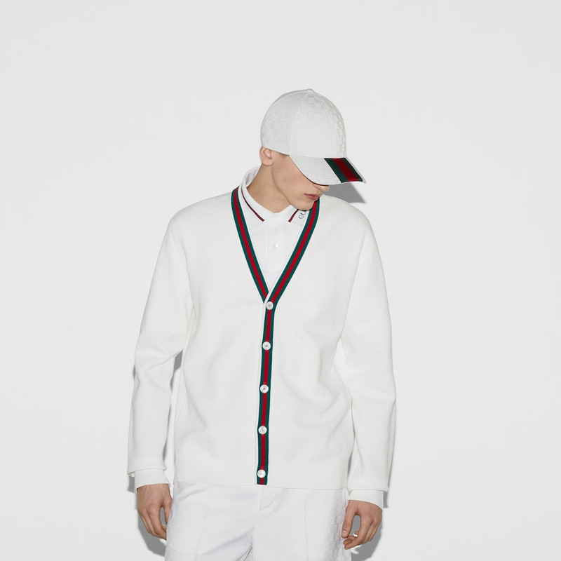 Cotton knit cardigan with Web 3