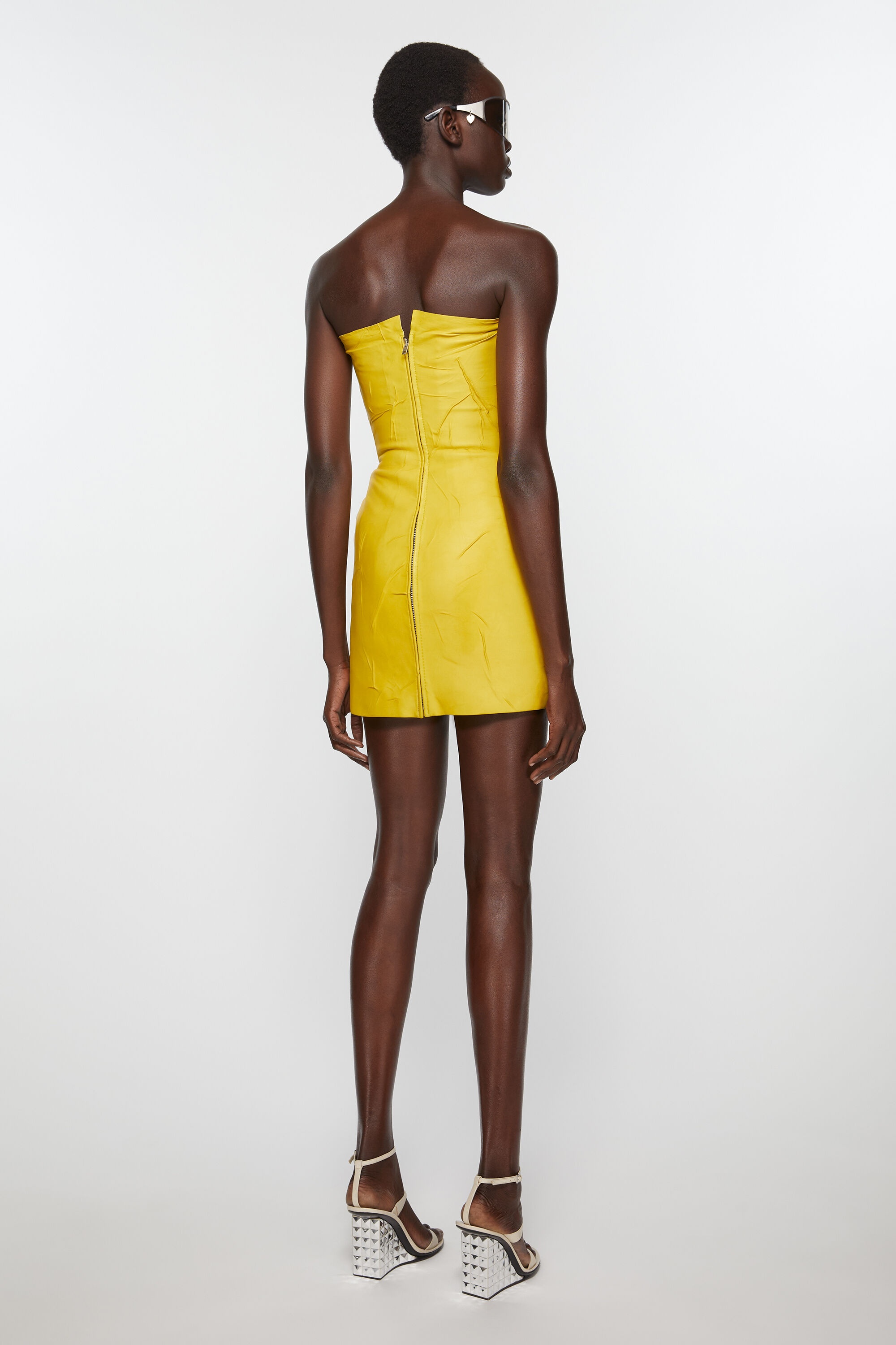 Leather bustier dress - Yellow - 4