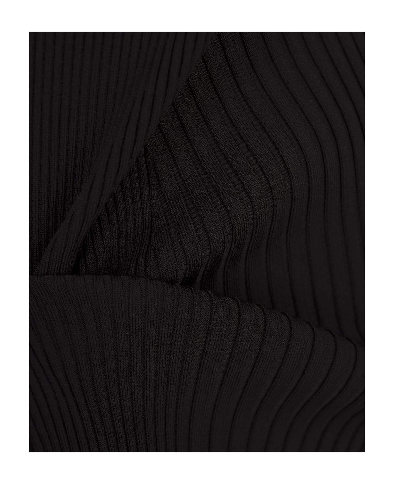 Black Knitted Midi Dress With Cut Out - 3