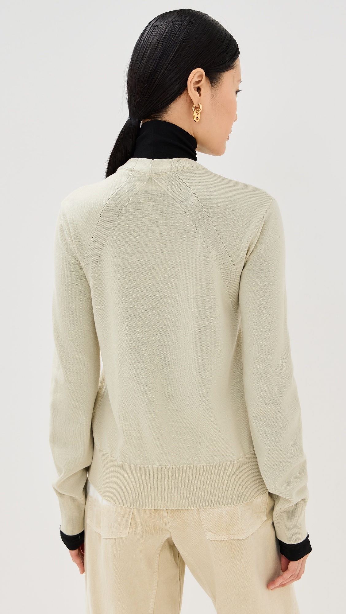 Wool Crew Neck Cardigan - 2