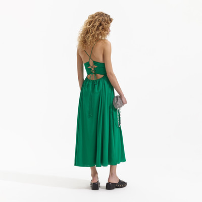 self-portrait Green Strappy Midi Dress outlook