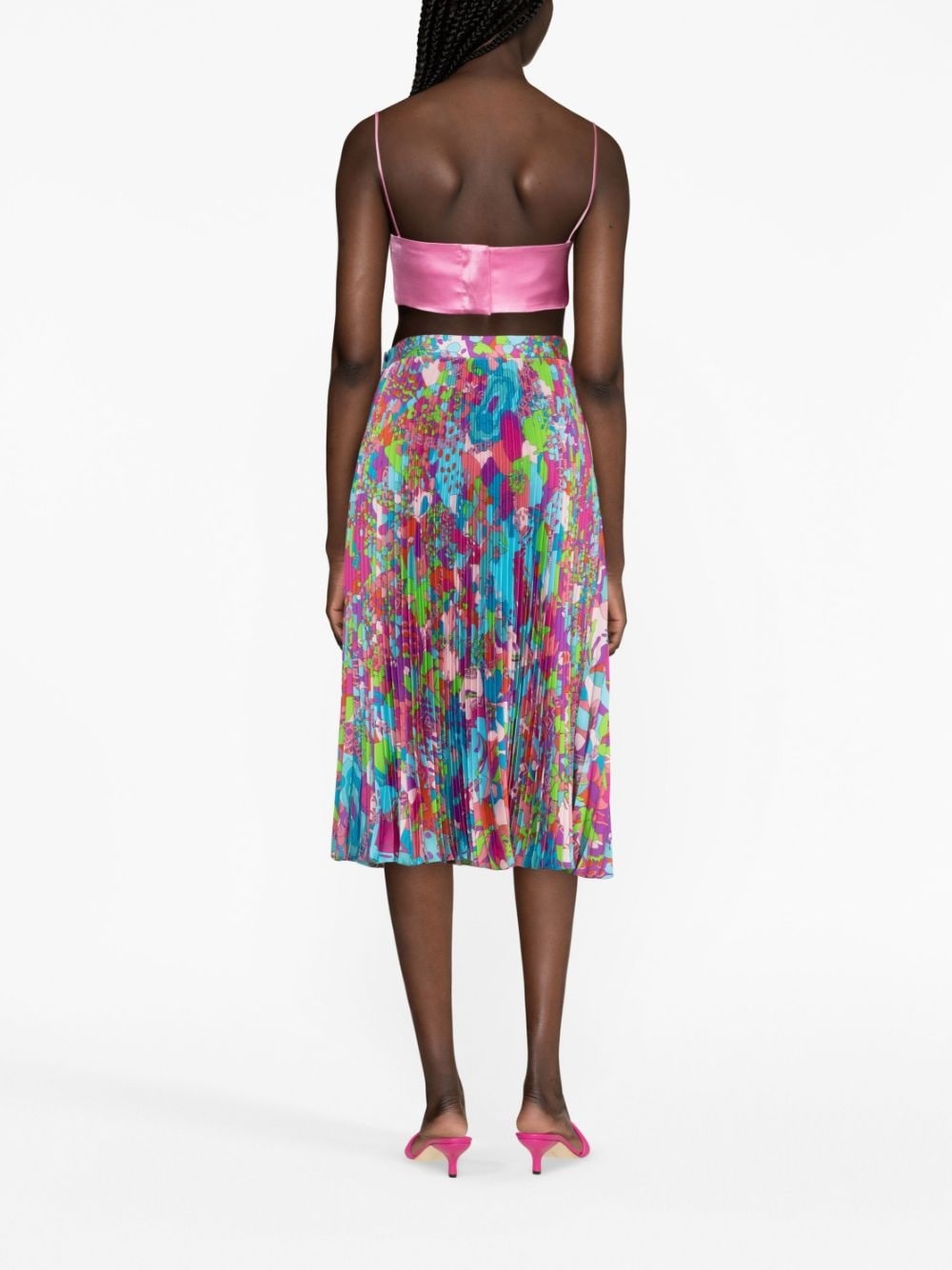 abstract-print pleated midi skirt - 4