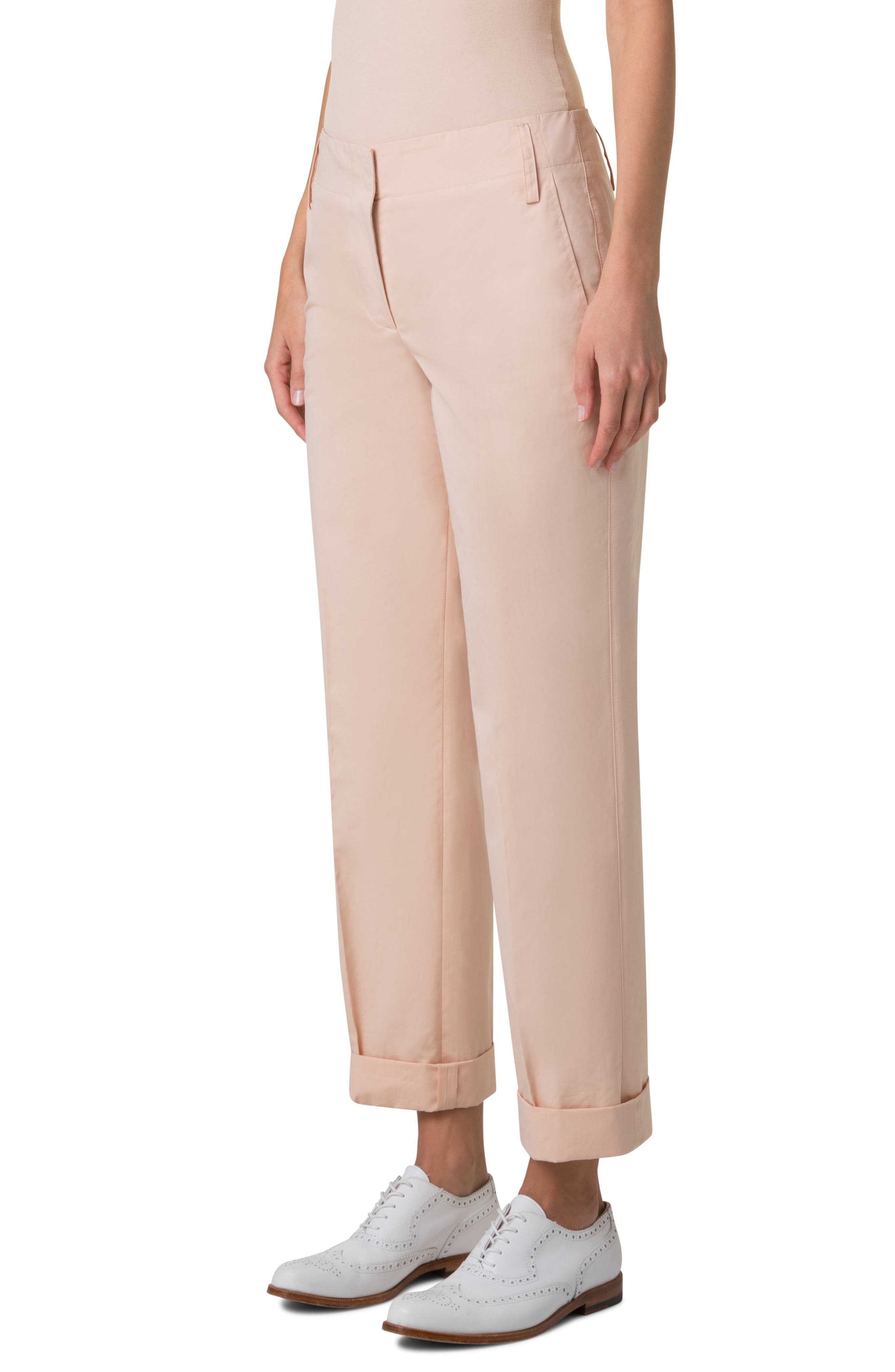 Akris Marlin Cuff Hem Double Face Cotton & Silk Blend Pants in Seashell at Nordstrom - 3
