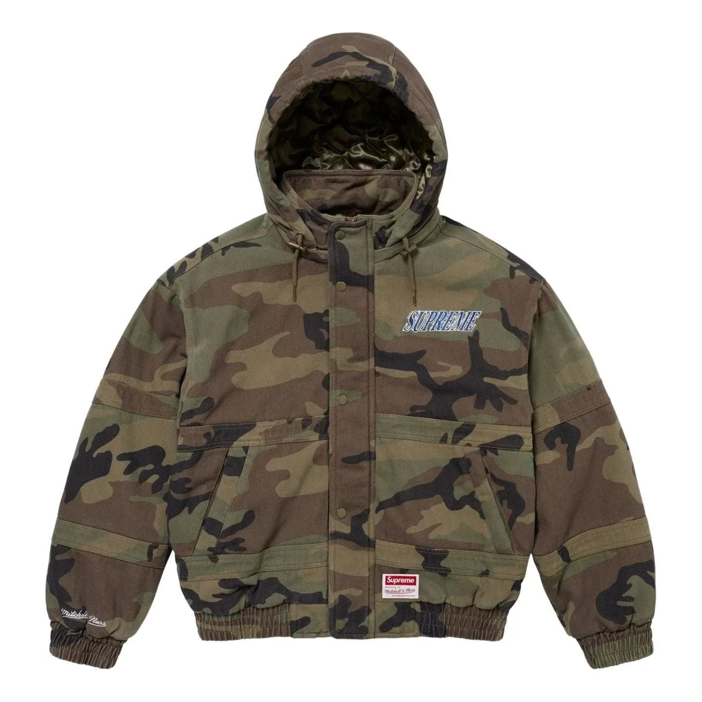 Supreme x Mitchell & Ness Twill Stadium Jacket 'Woodland Camo' FW24J106-WOODLAND-CAMO - 1