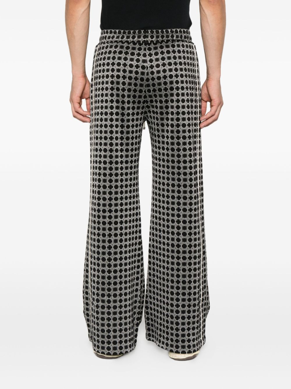 geometric-pattern drawstring trousers - 4