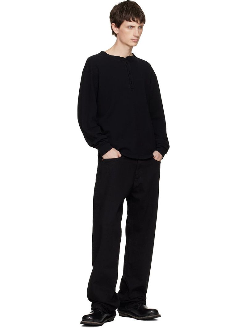 LES TIEN Black Baseball Hem Henley outlook