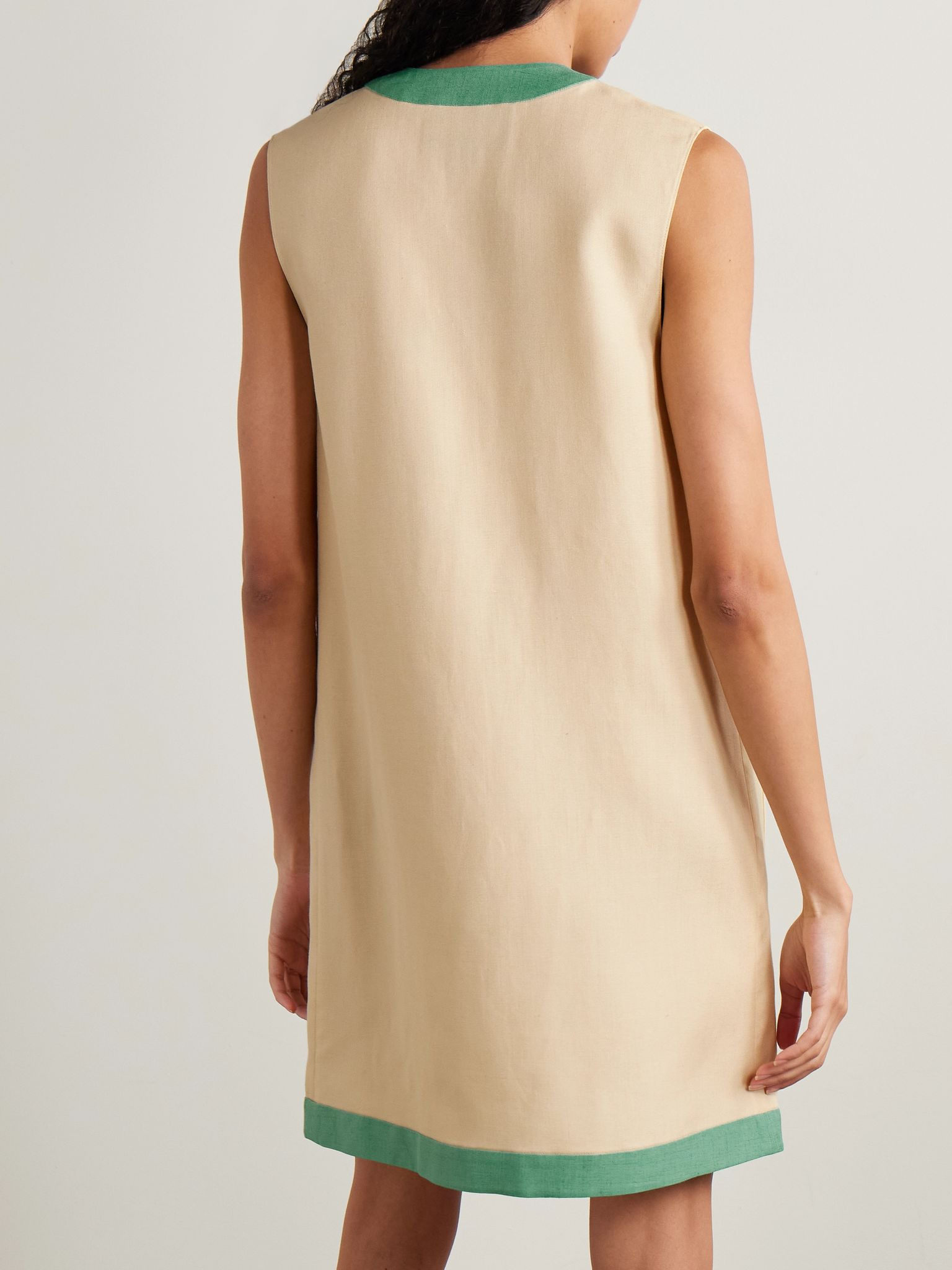 Two-tone canvas mini dress Cream - 3