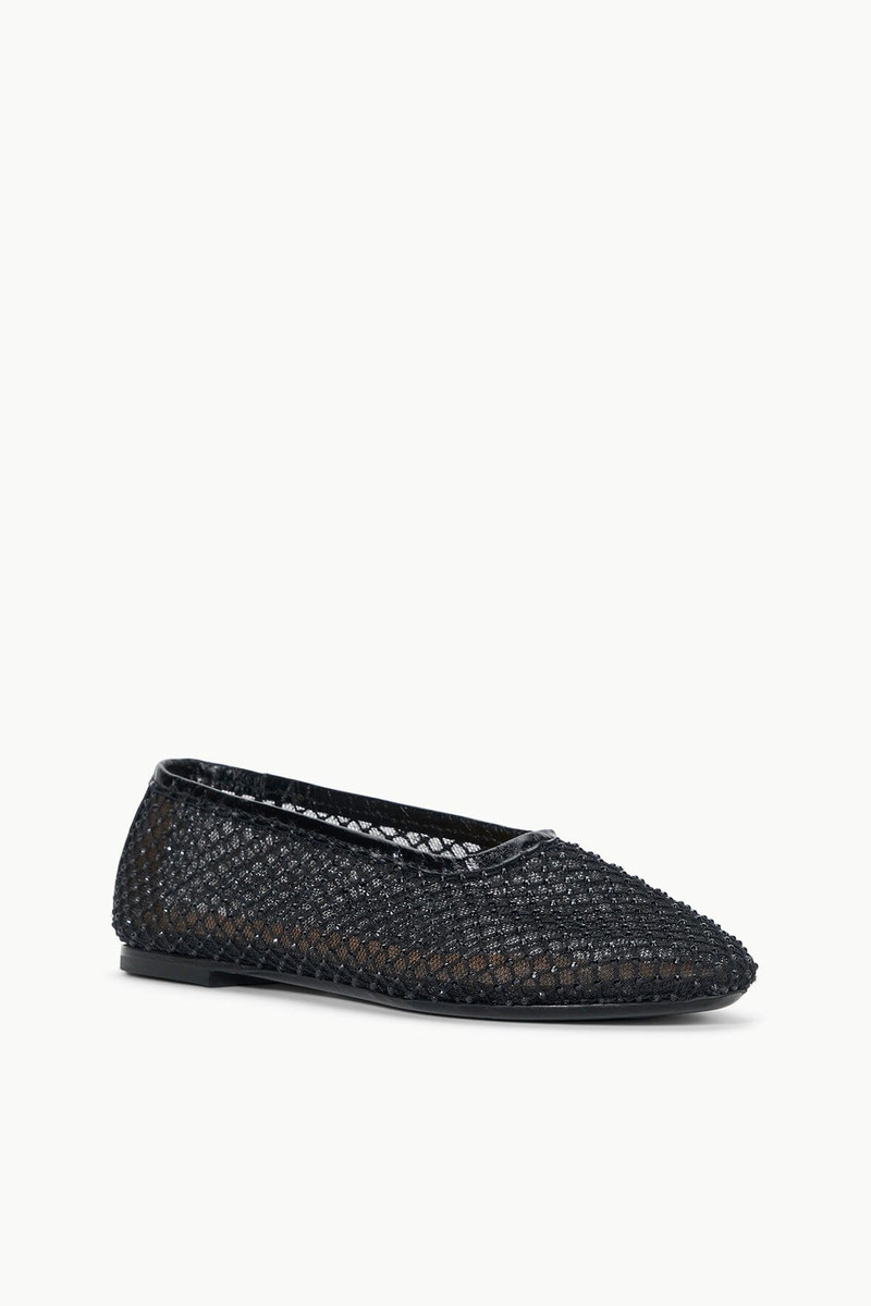 STAUD ALBA BALLET FLAT BLACK CRYSTAL MESH 3