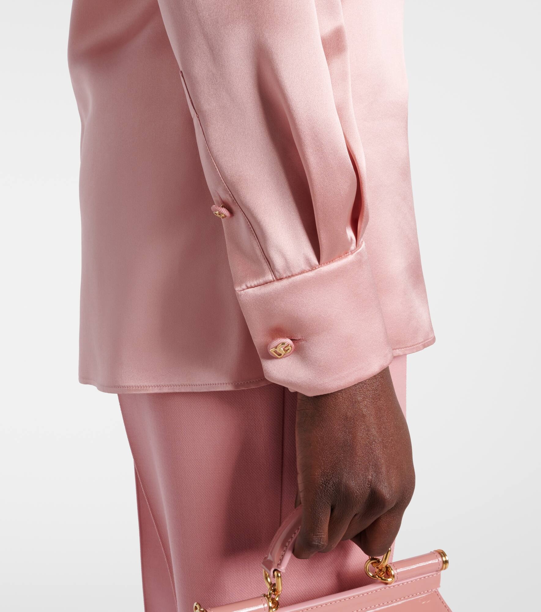 Draped silk satin blouse - 5