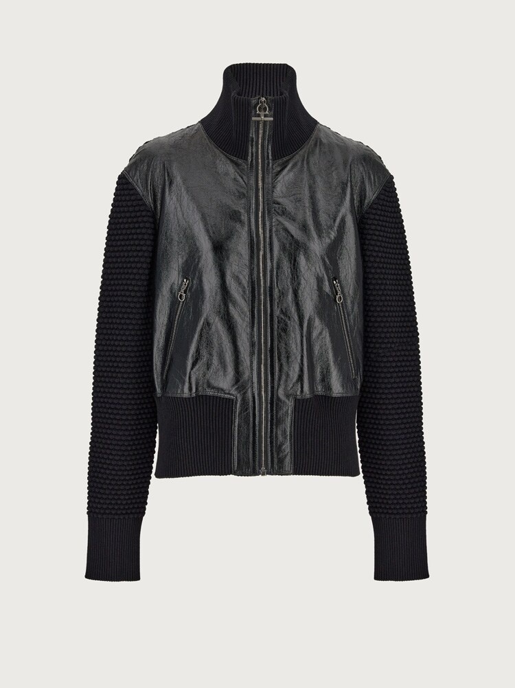 KNIT AND LEATHER BLOUSON - 1