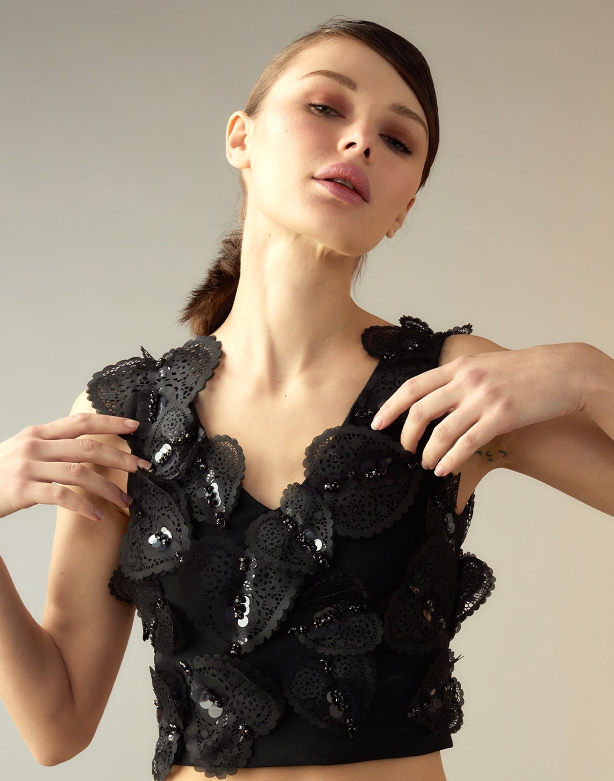 Elle Embellished Hearts Top - 2