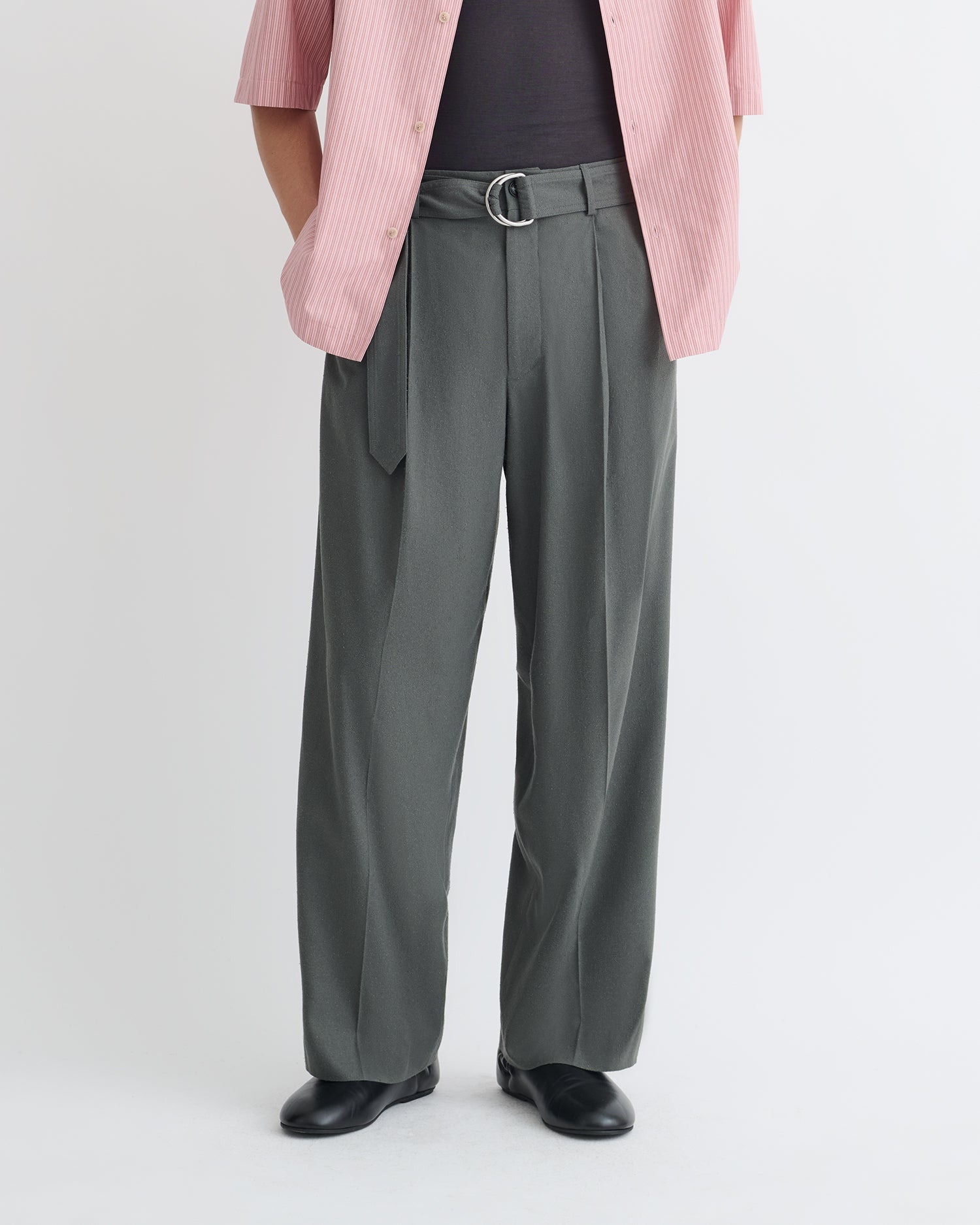 Belted Raw Silk Pants - 3