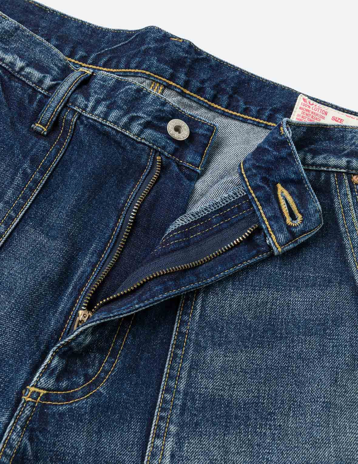 Washed Seagull Print Regular Fit Painter Jeans - 12
