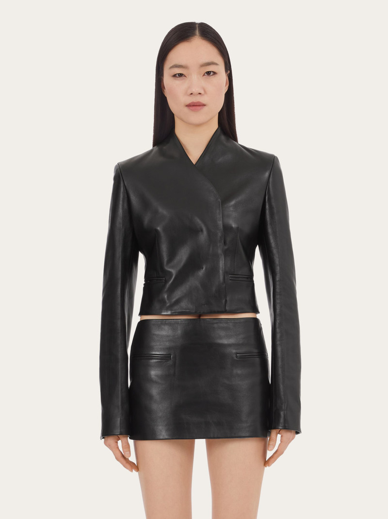 FERRAGAMO Short leather jacket outlook