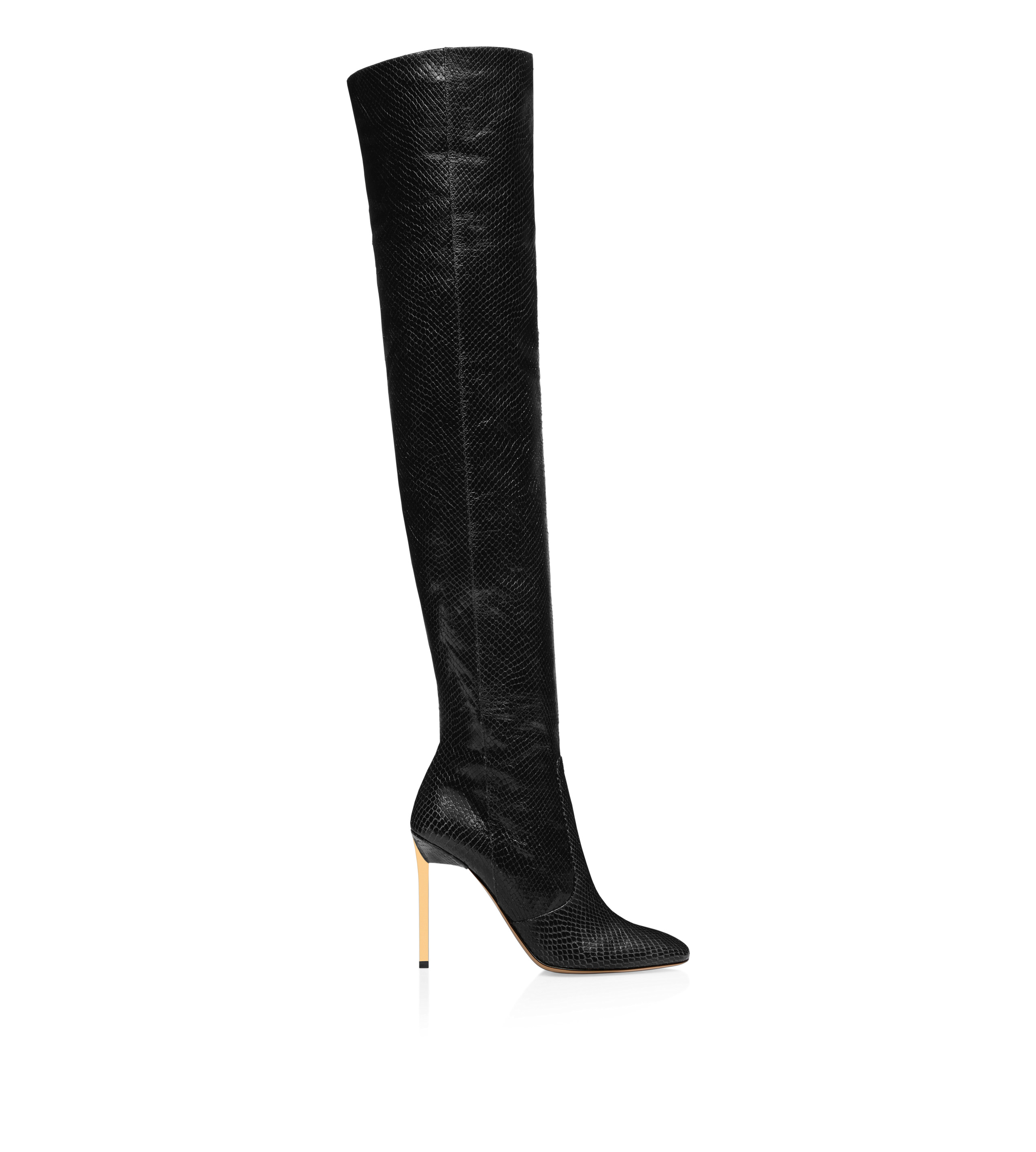 STAMPED PYTHON LEATHER CARINE OVER THE KNEE BOOT - 1