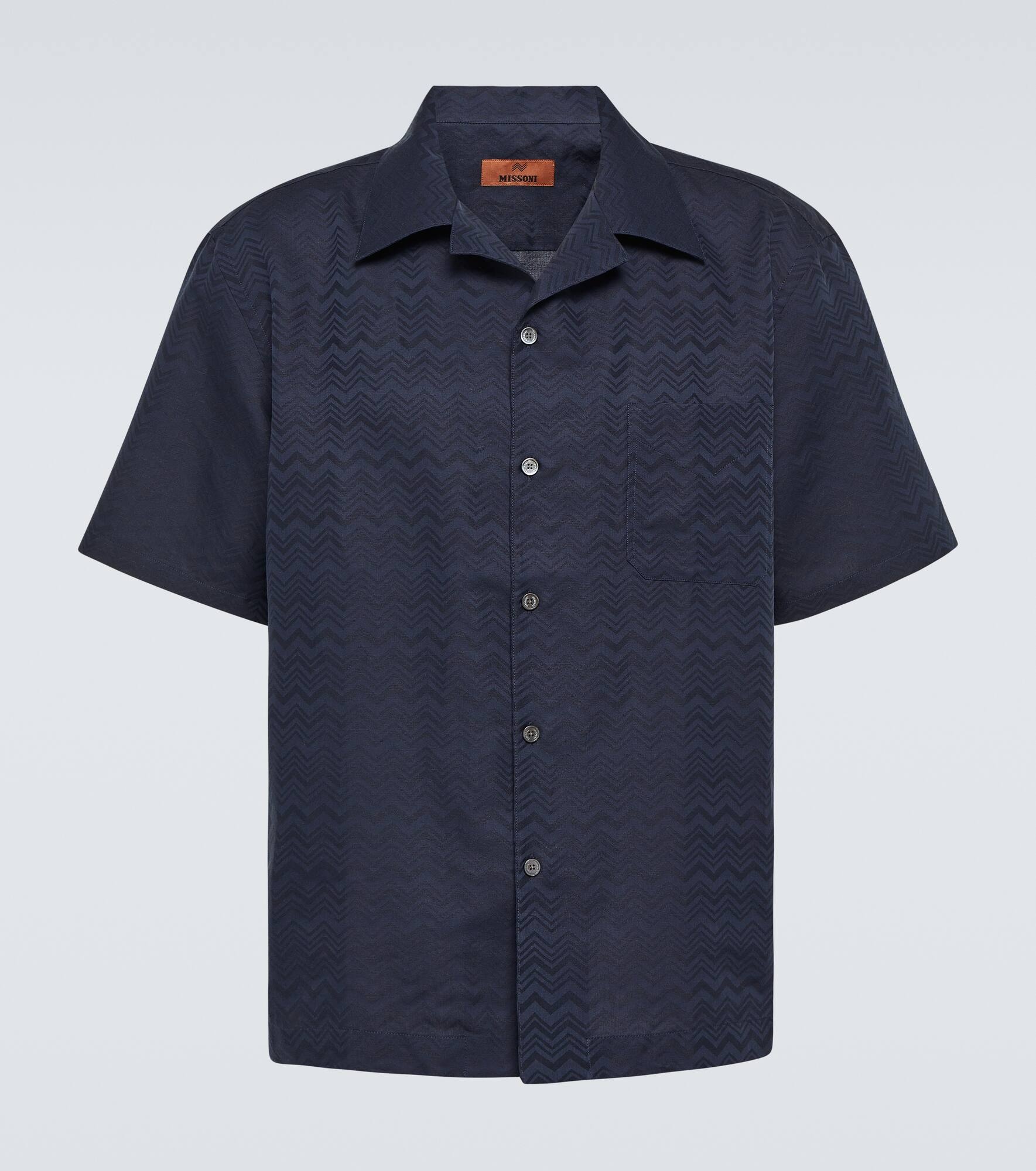Cotton and linen bowling shirt - 1