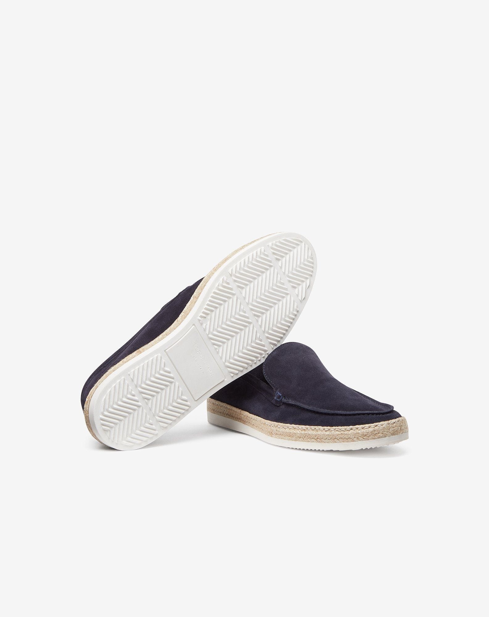 Navy blue suede slip-on loafers - 4
