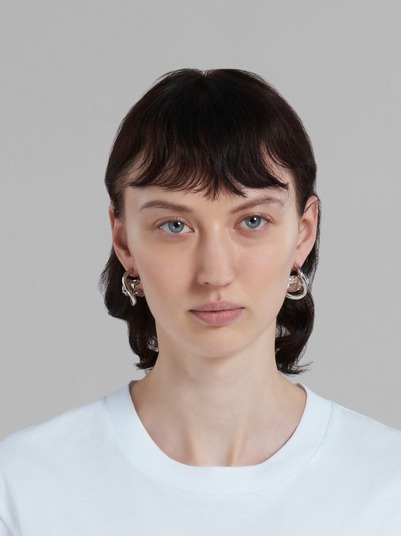 Marni TWISTED HOOP EARRINGS WITH RHINESTONE DETAILS outlook