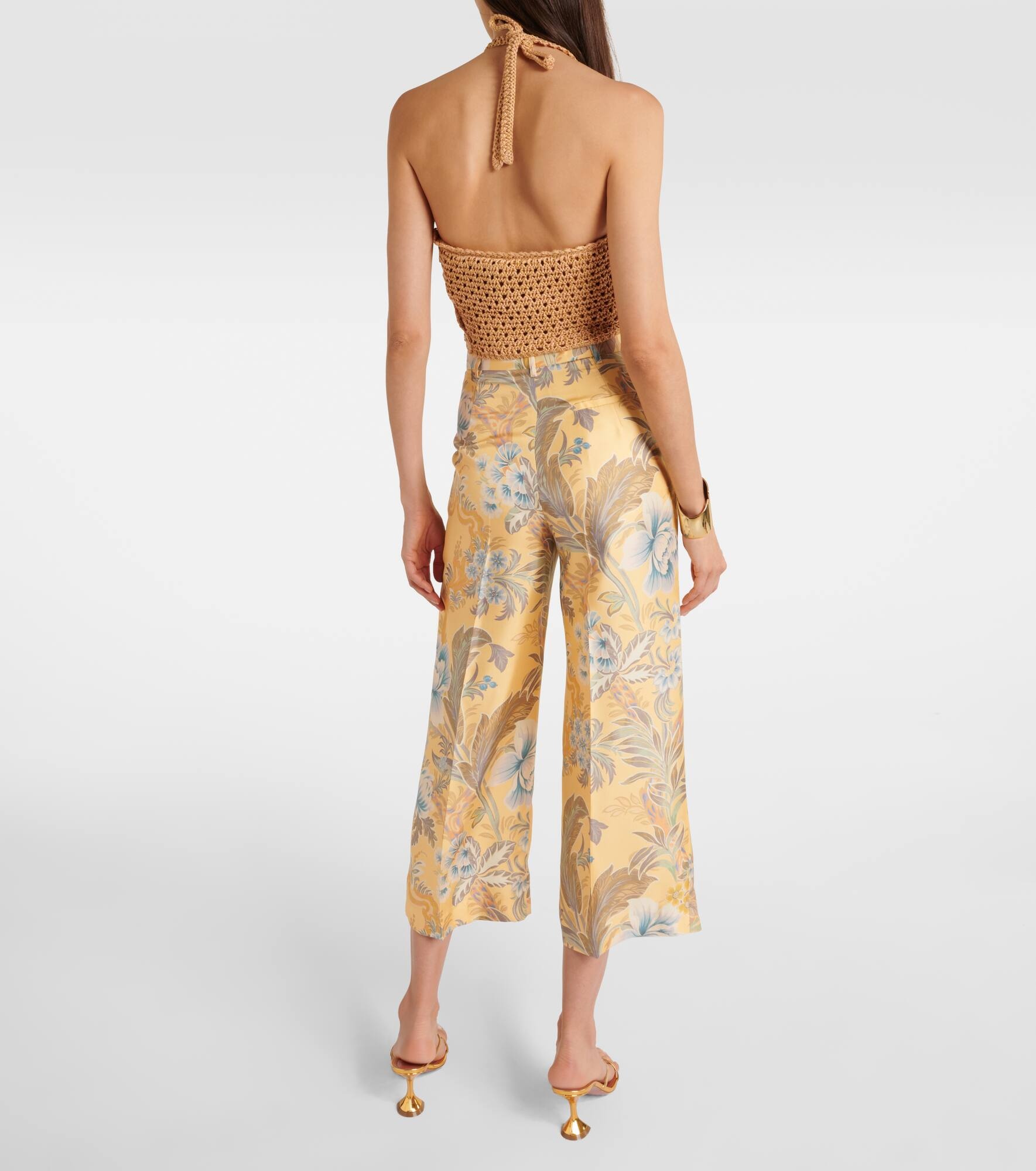 Printed silk wide-leg pants - 3